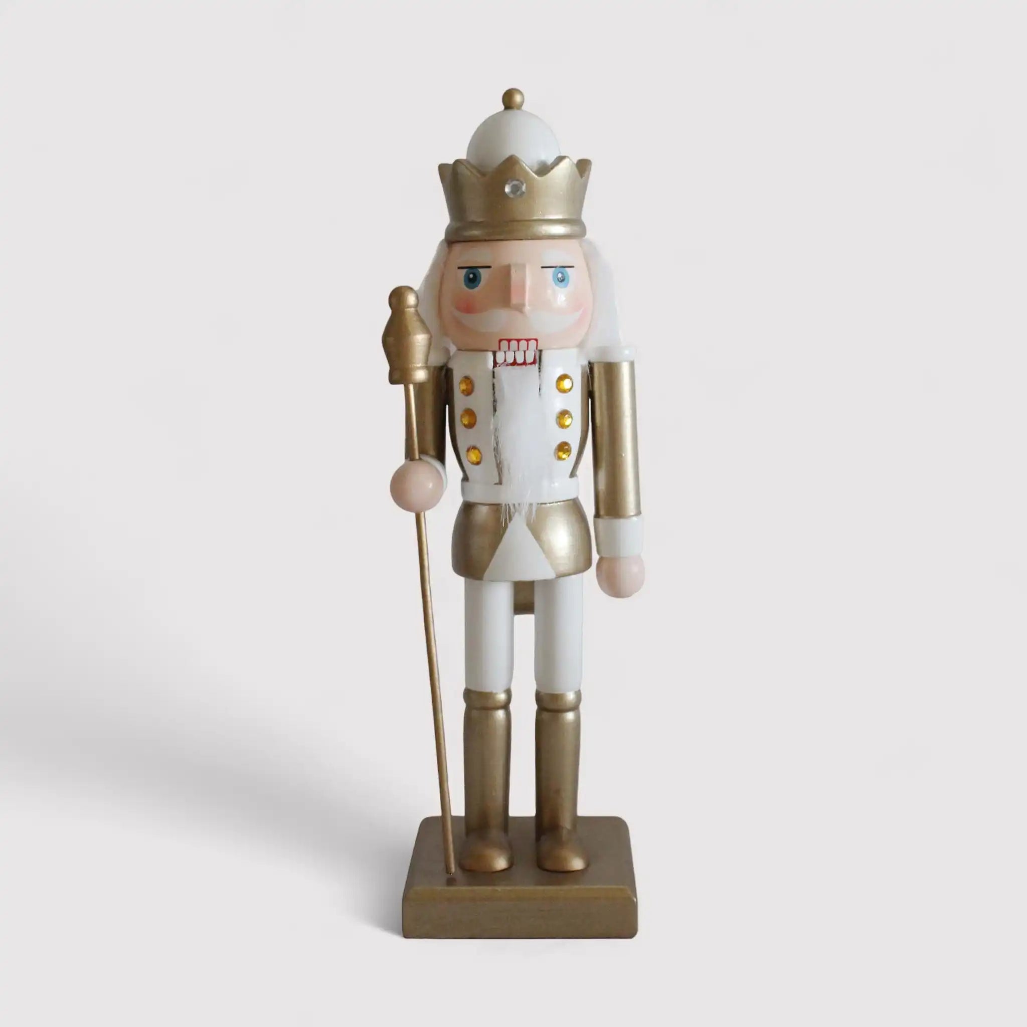 Djede - Soldatino schiaccianoci in legno bianco e oro