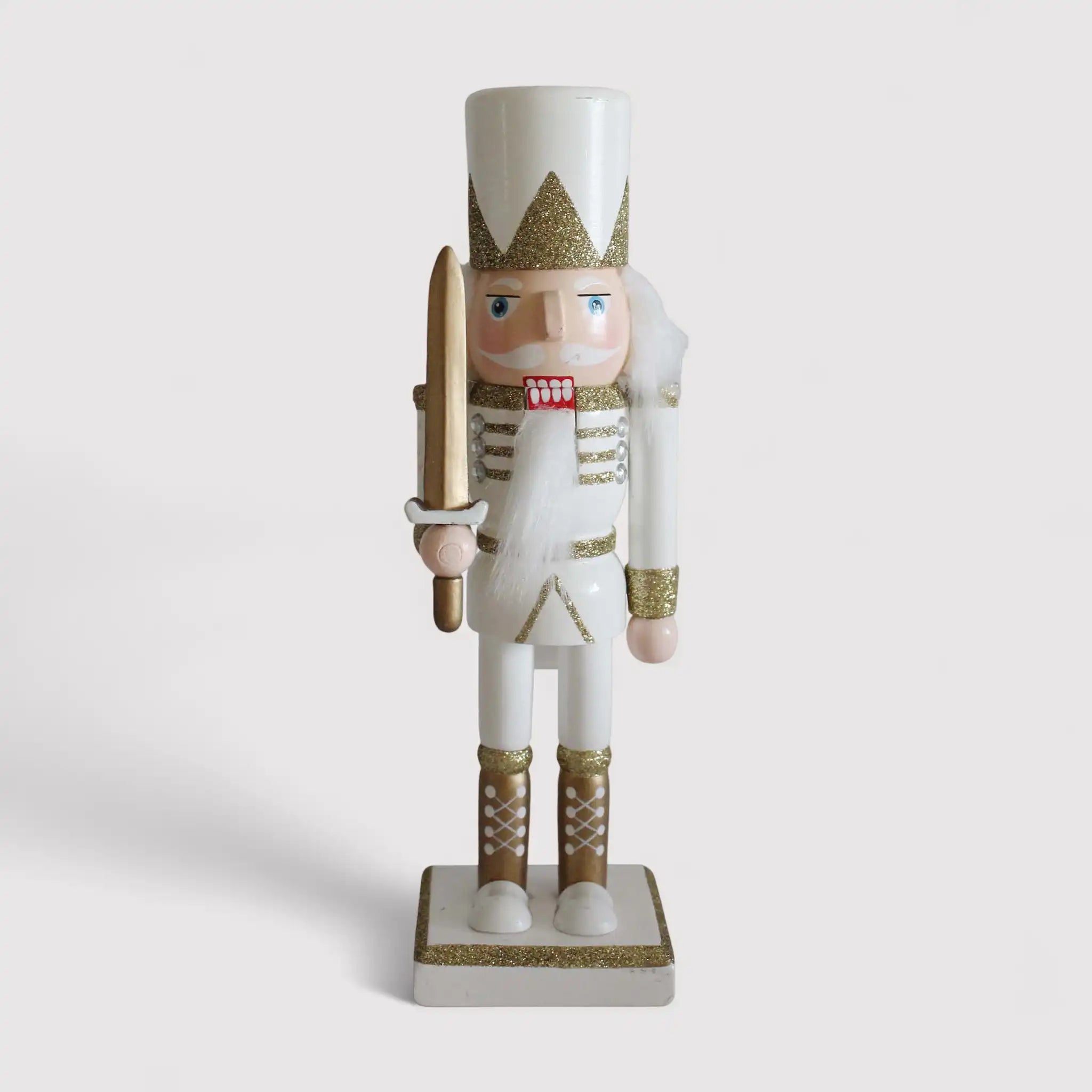 Felicia - Schiaccianoci di Natale in legno bianco e oro