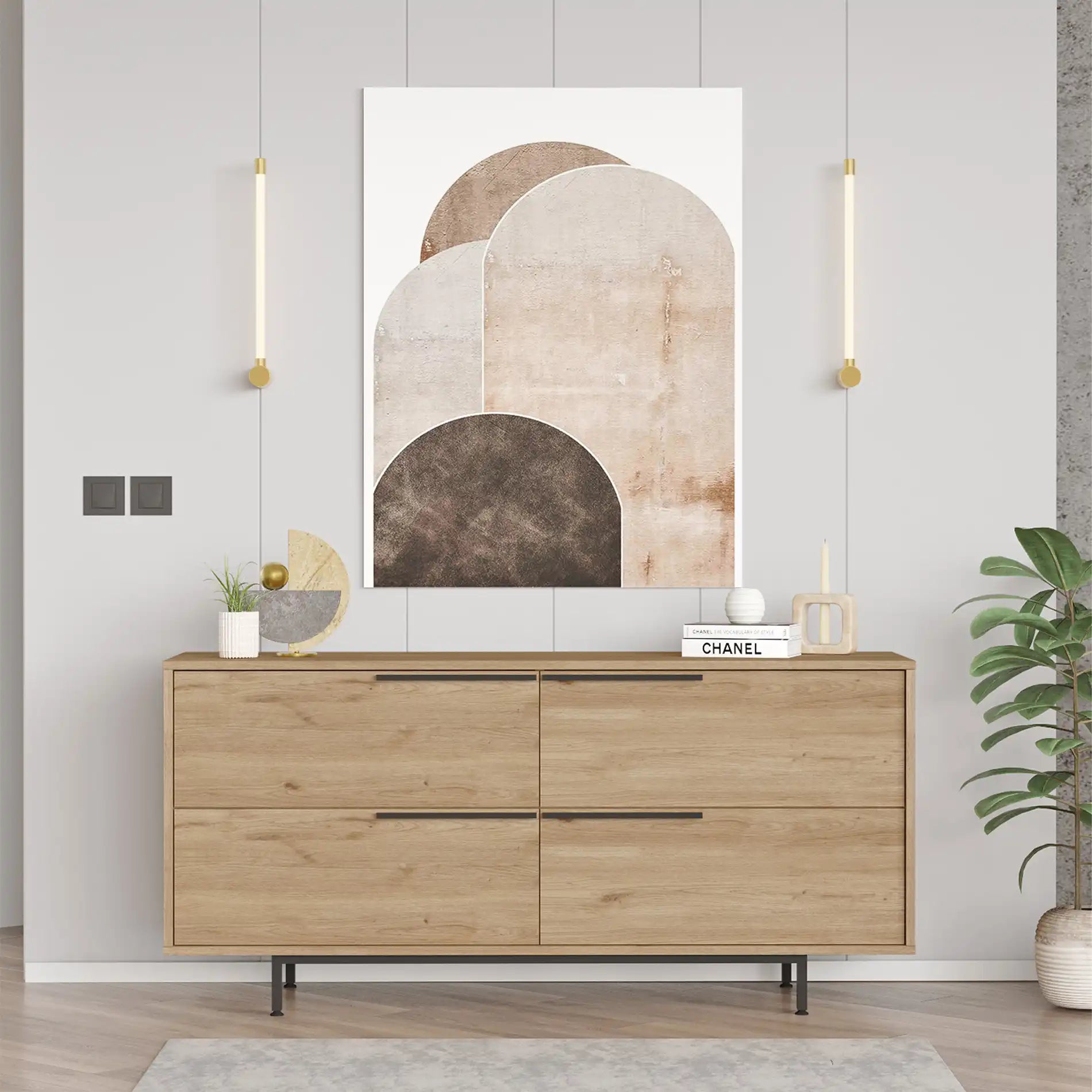 Badam - Credenza da ingresso moderna con 4 vani