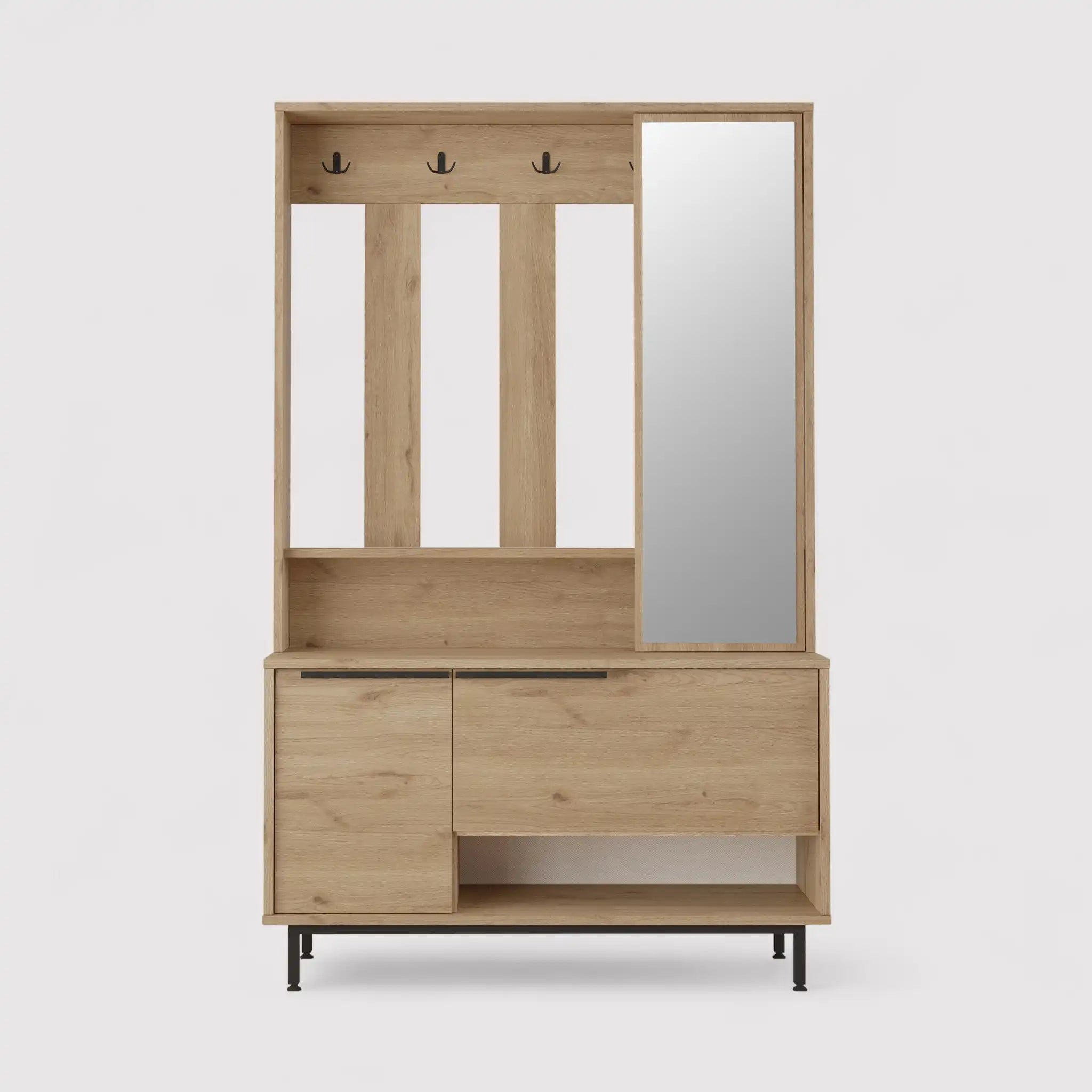 Giloy - Meuble d'entrée moderne avec porte-manteau et miroir