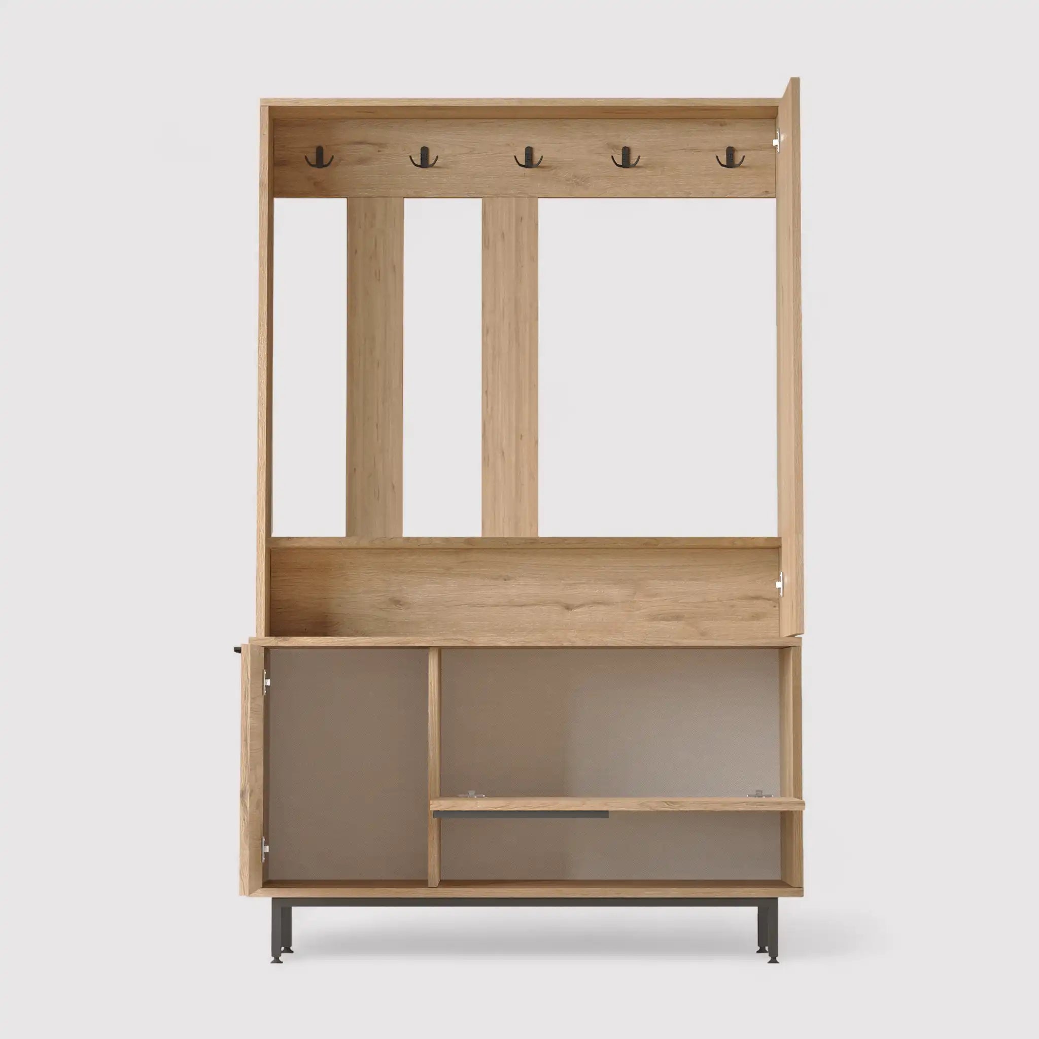 Giloy - Meuble d'entrée moderne avec porte-manteau et miroir