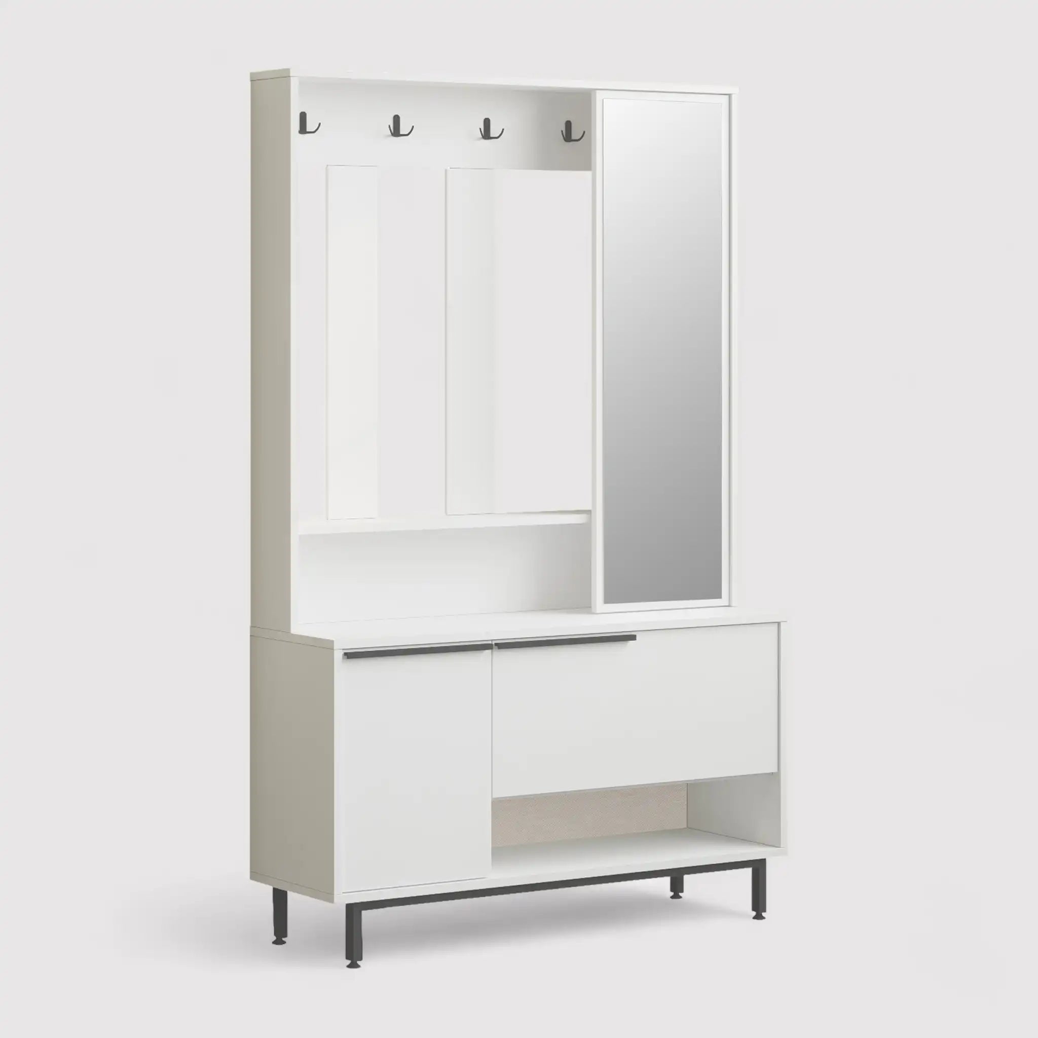 Mikan - Guardaroba da ingresso bianco con specchio