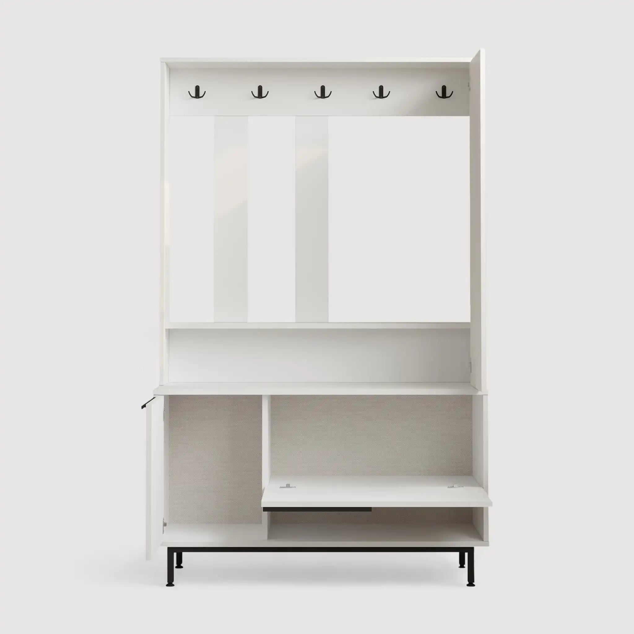 Mikan - White entryway wardrobe with mirror