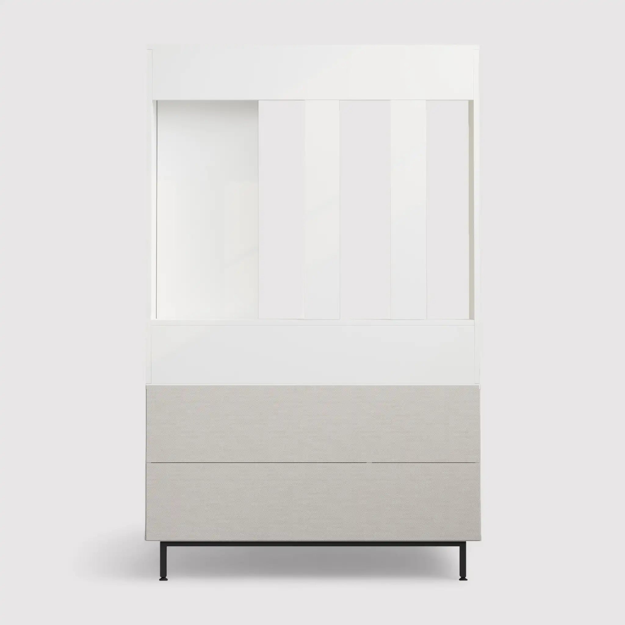 Mikan - White entryway wardrobe with mirror