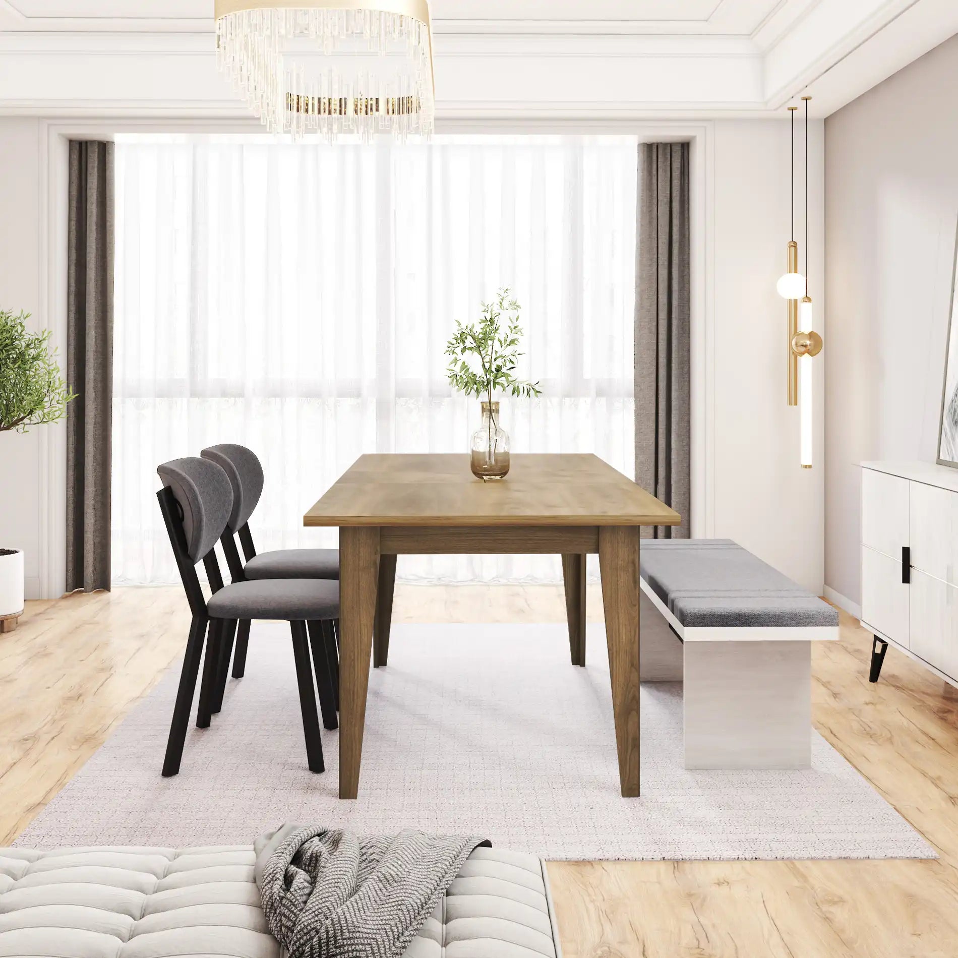 Dabema - Dunkelbrauner ausziehbarer Esstisch für das Esszimmer