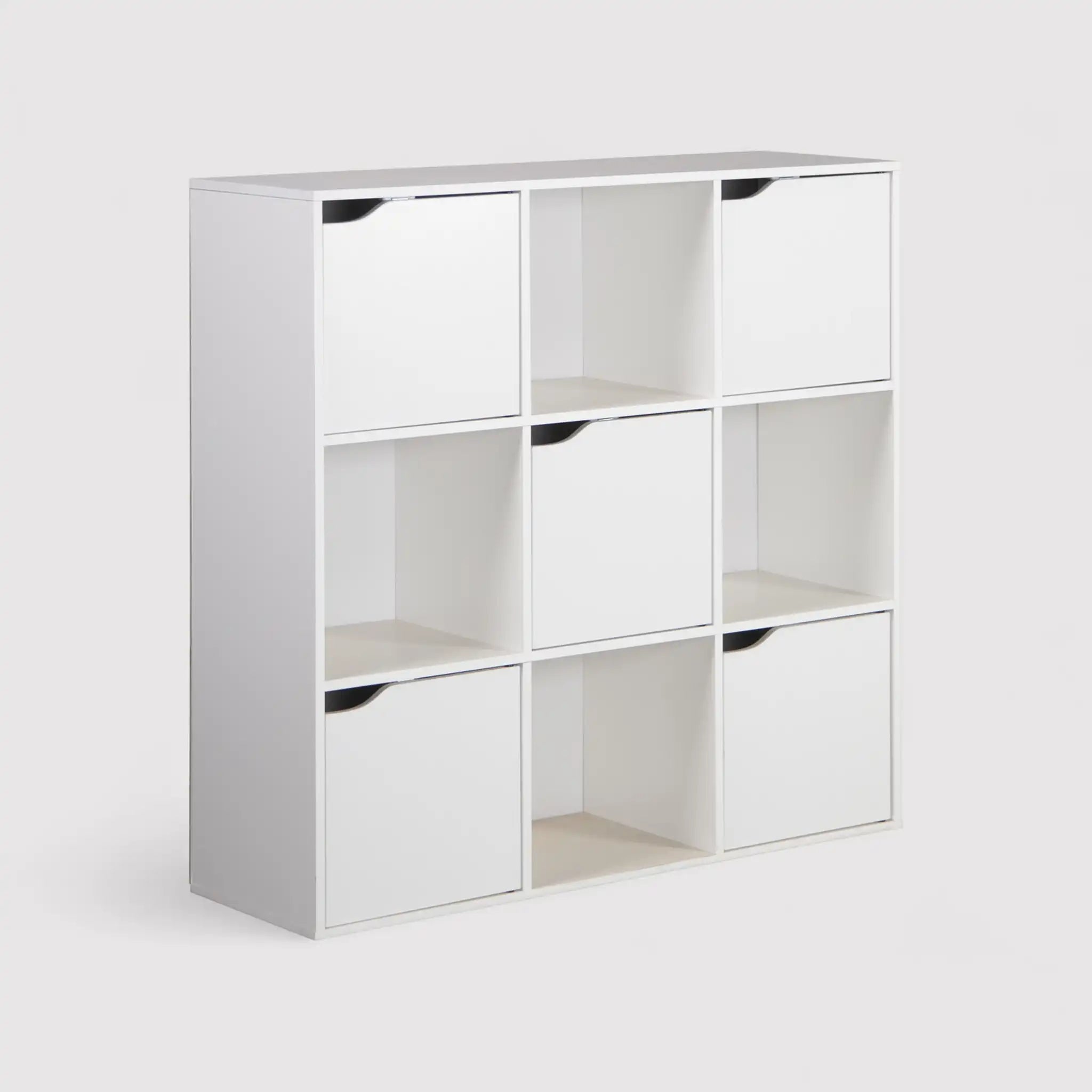 Vesparia - Libreria quadrata bianca da terra con 9 vani