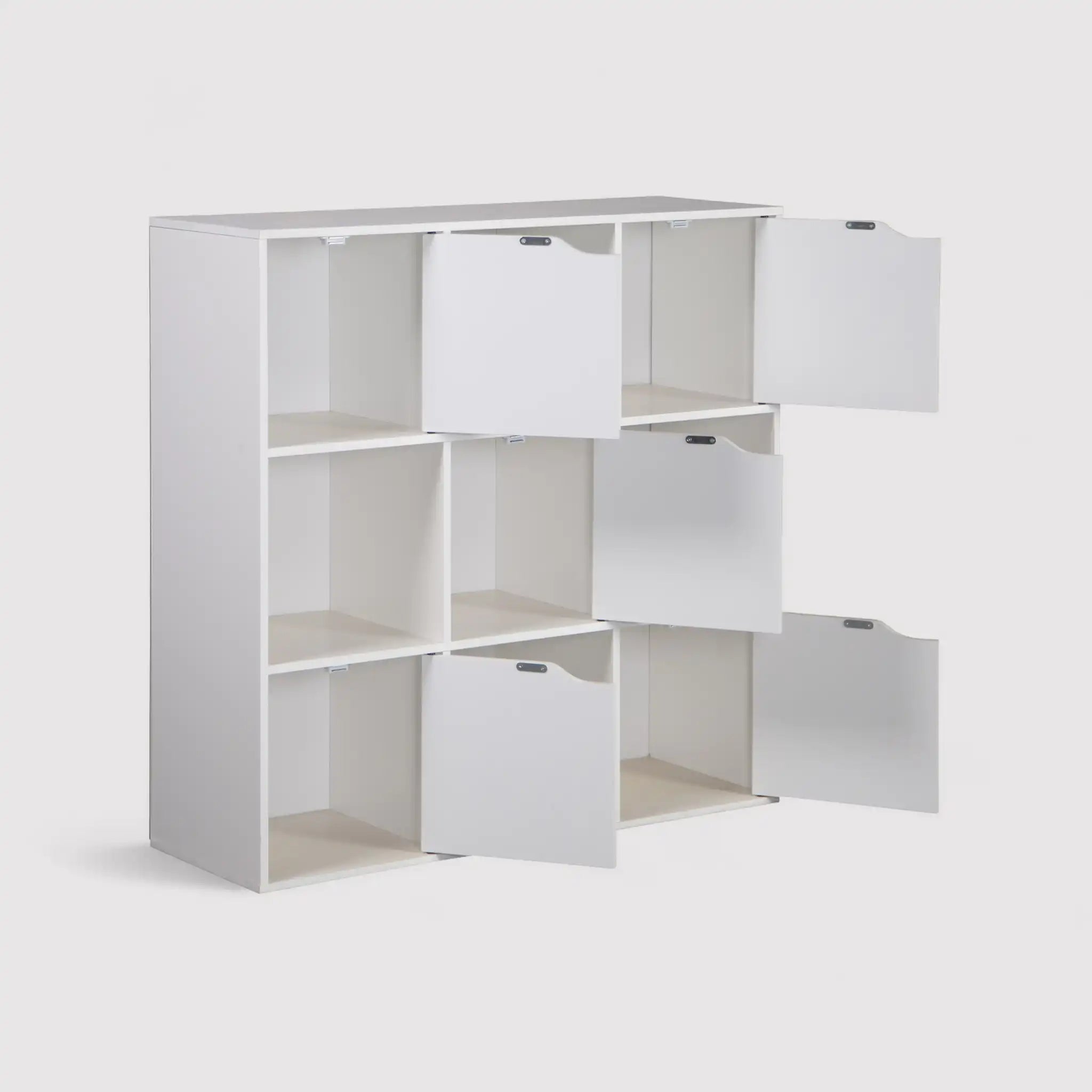 Vesparia - Libreria quadrata bianca da terra con 9 vani