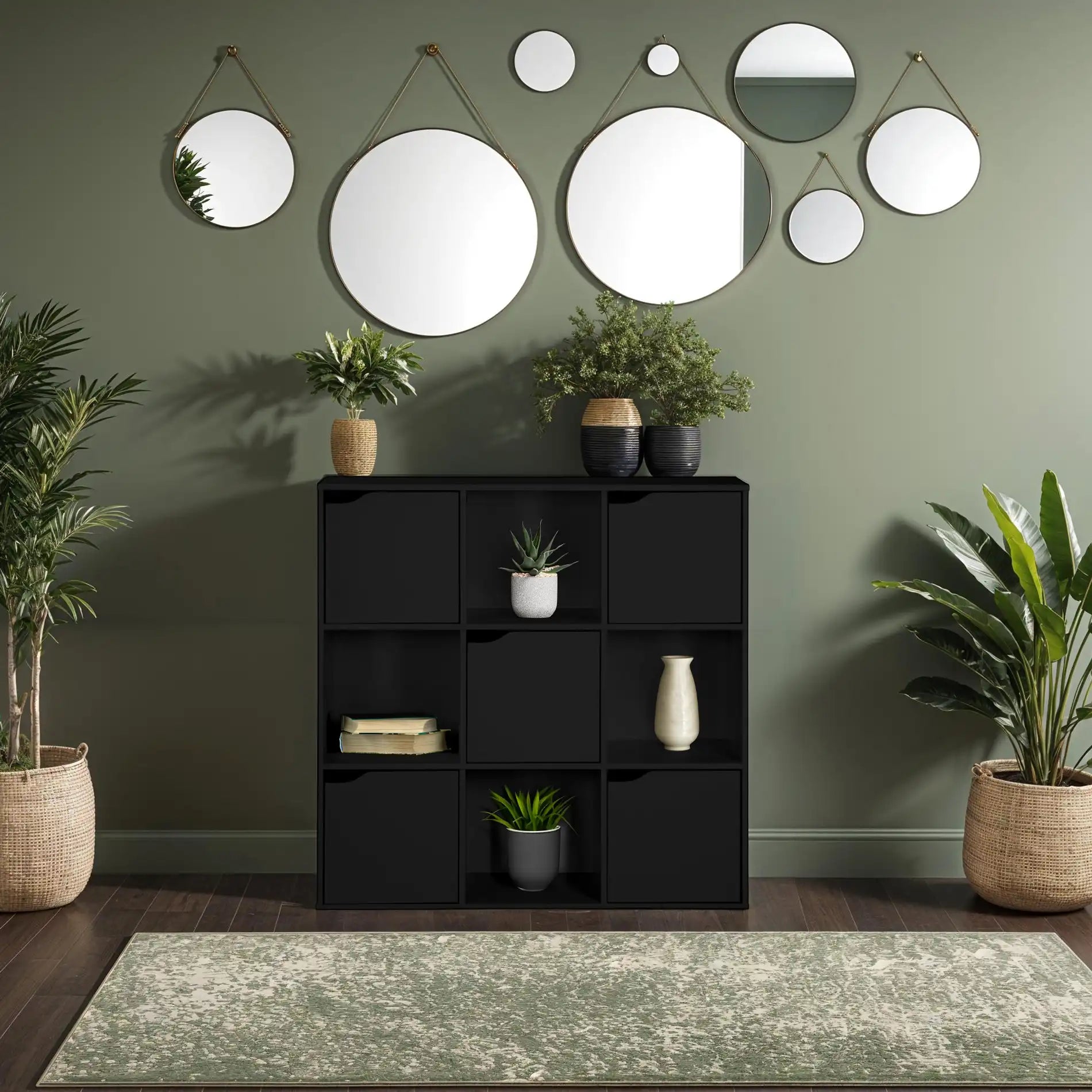 Kachnar - Libreria da terra moderna nera con 9 vani