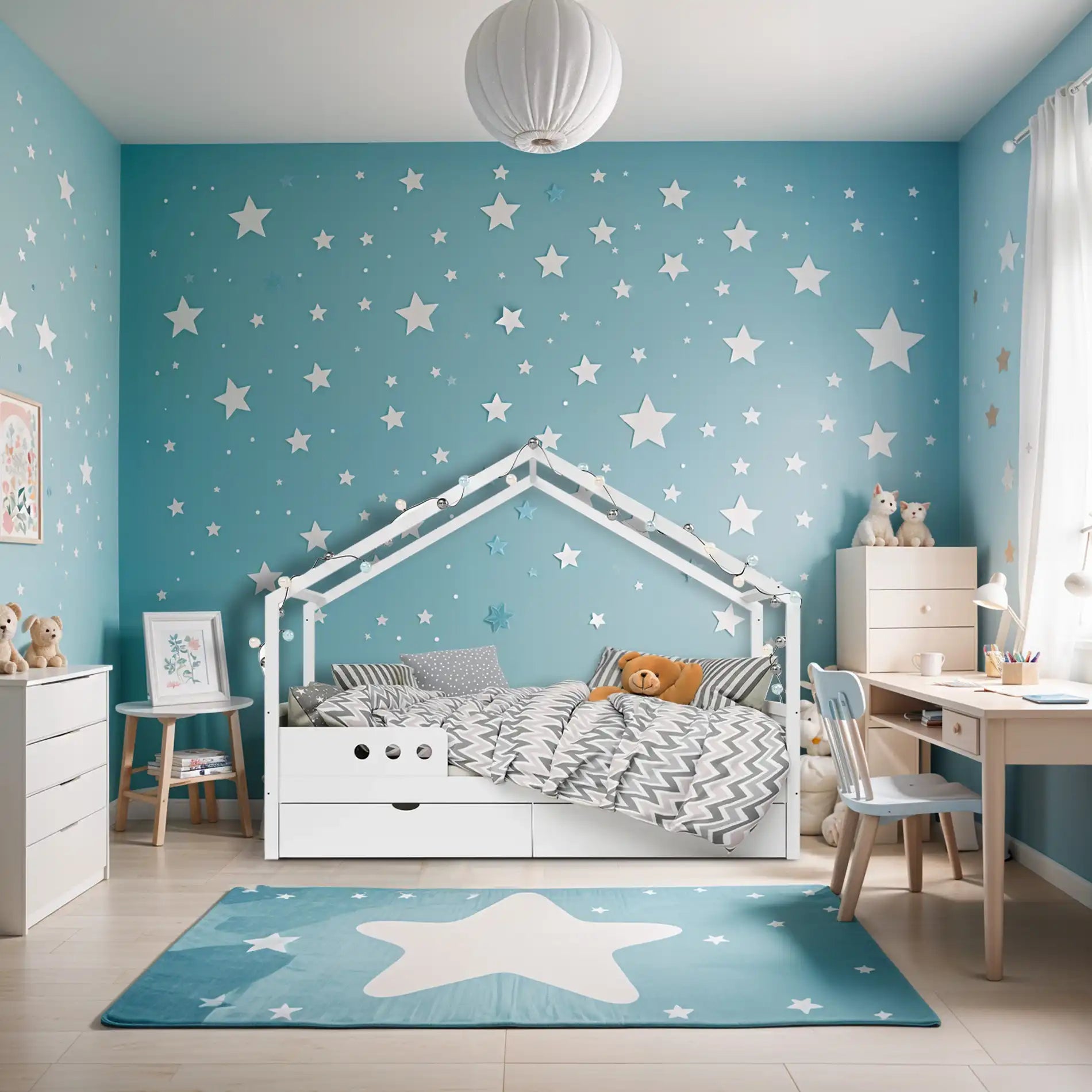 Rihan - Lit Montessori pour enfants avec 2 tiroirs