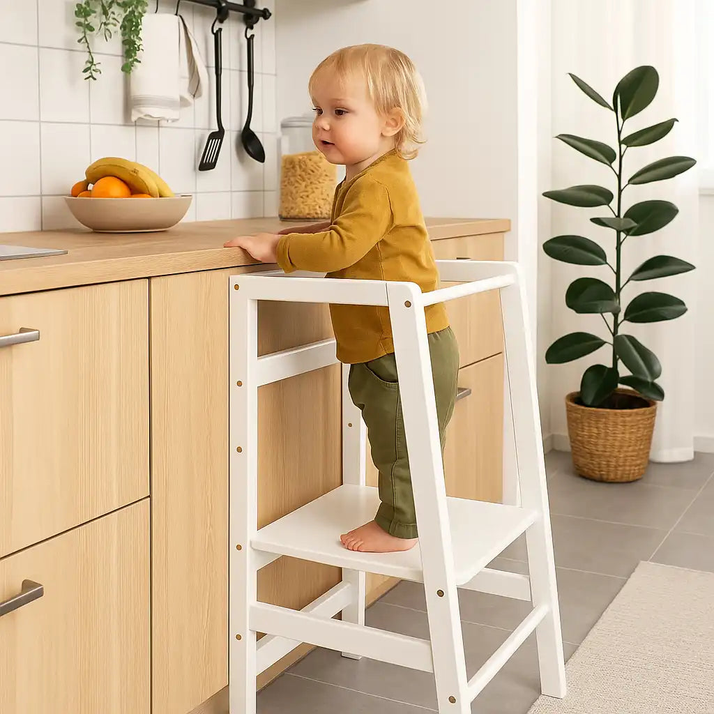 Zalina - Torre montessoriana bianca con 3 altezze regolabili