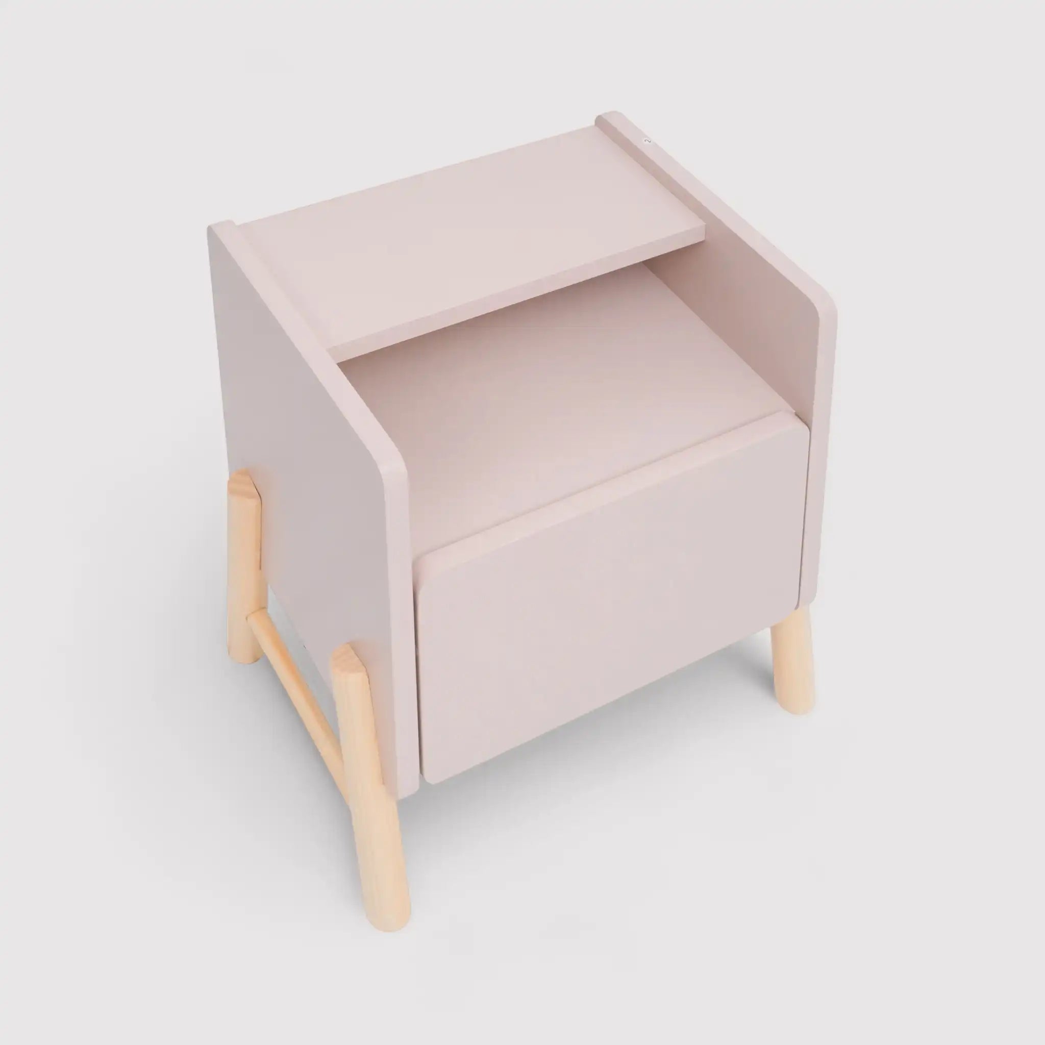 Rasam - Comodino rosa con 2 ripiani e 1 cassetto per camerette