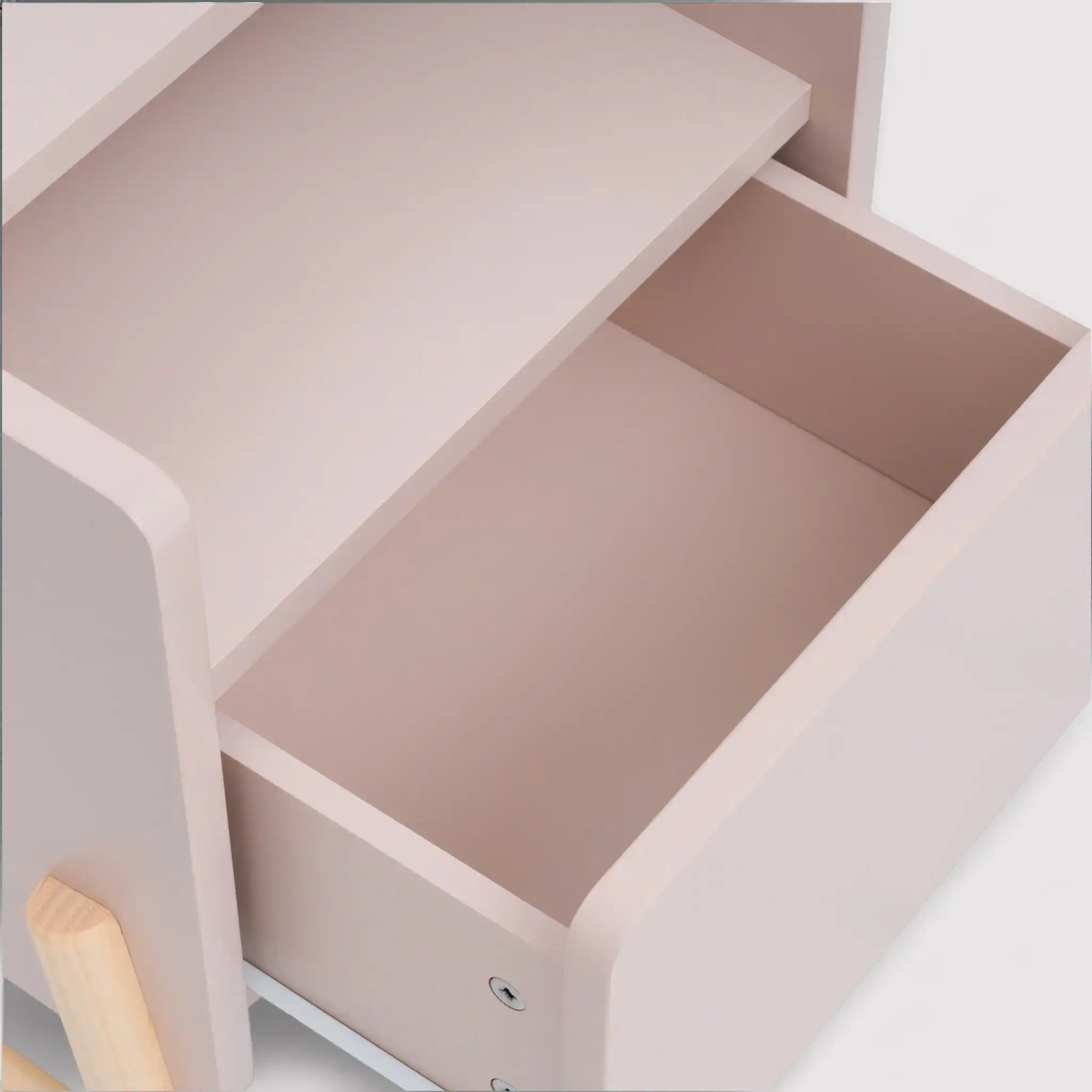 Rasam - Comodino rosa con 2 ripiani e 1 cassetto per camerette