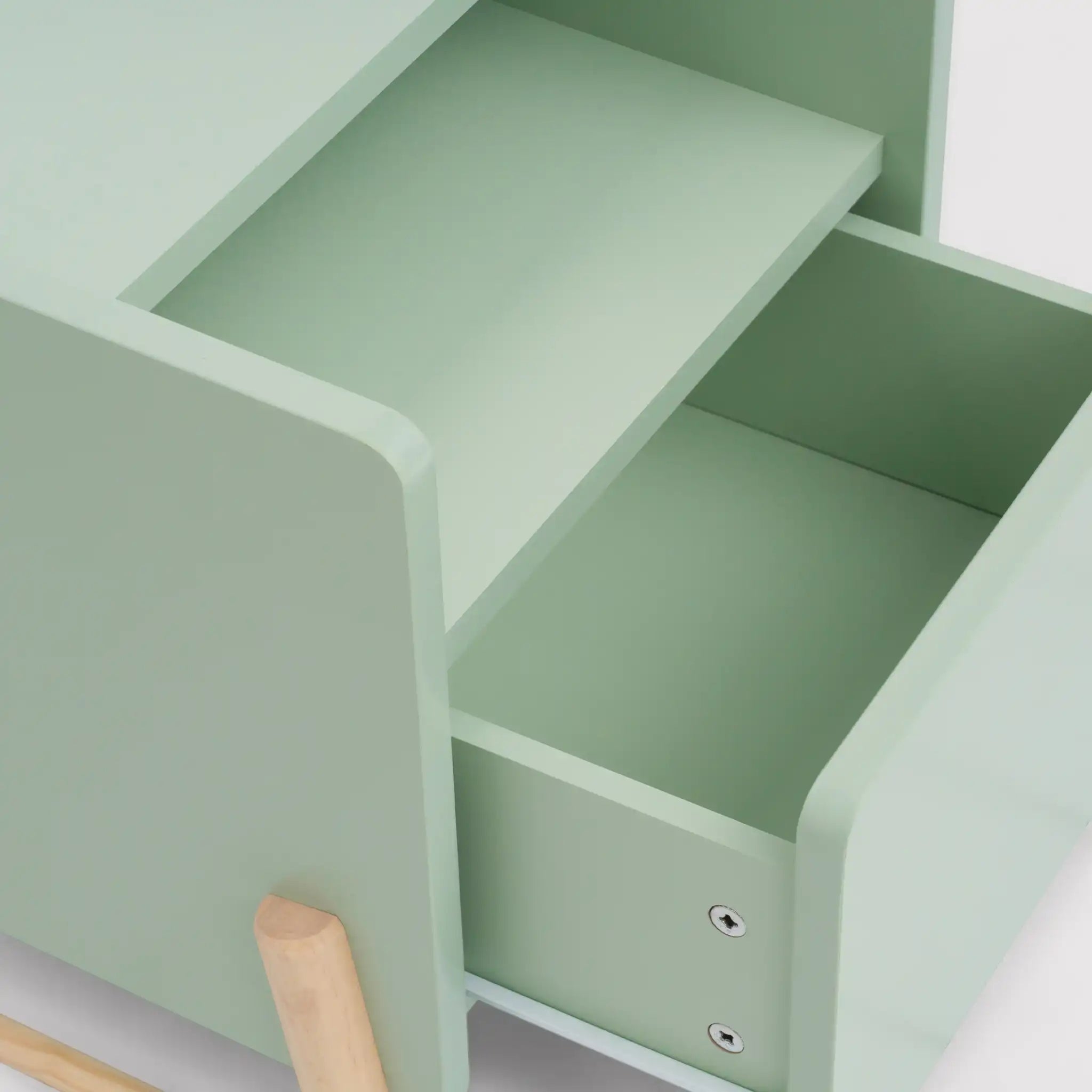 Adrak - Comodino verde acqua per bambini con 1 cassetto e 2 ripiani