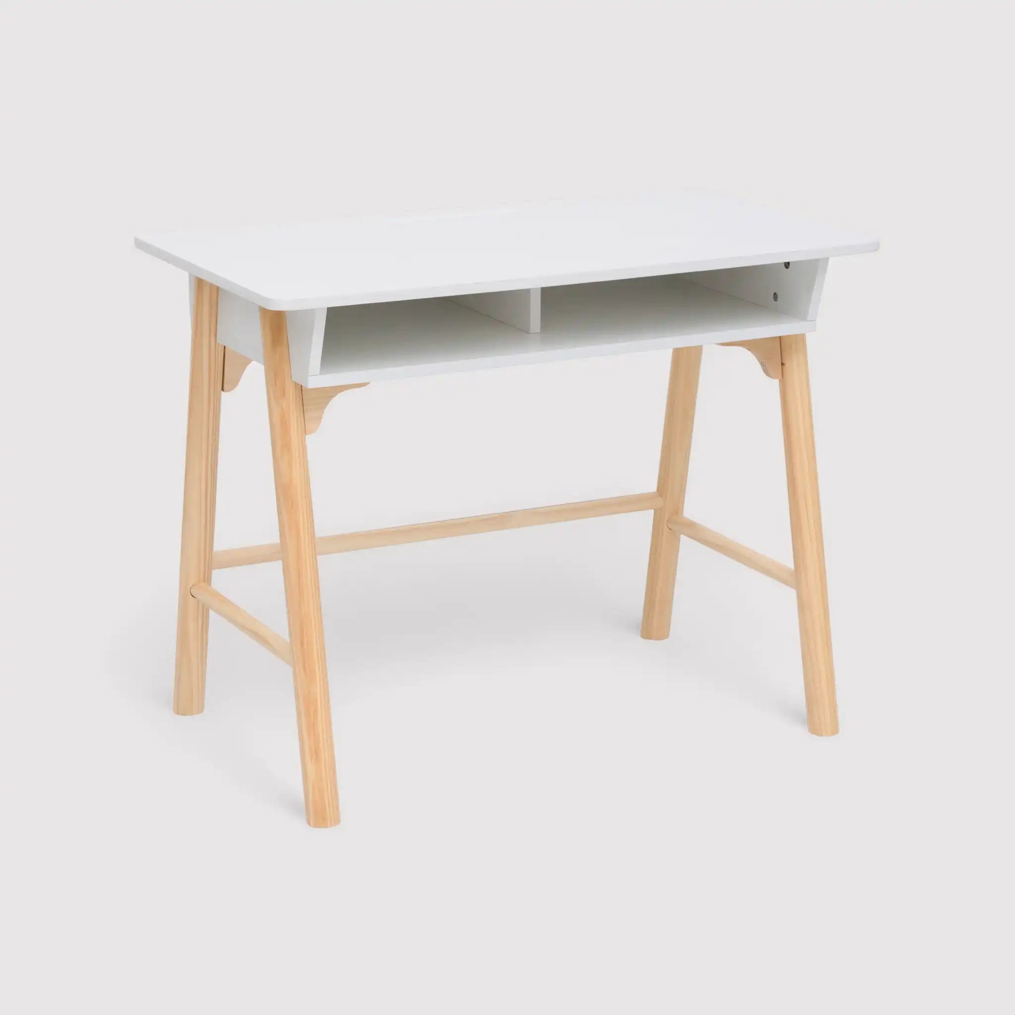 Meryta - Scrivania bianca montessoriana per cameretta con vano