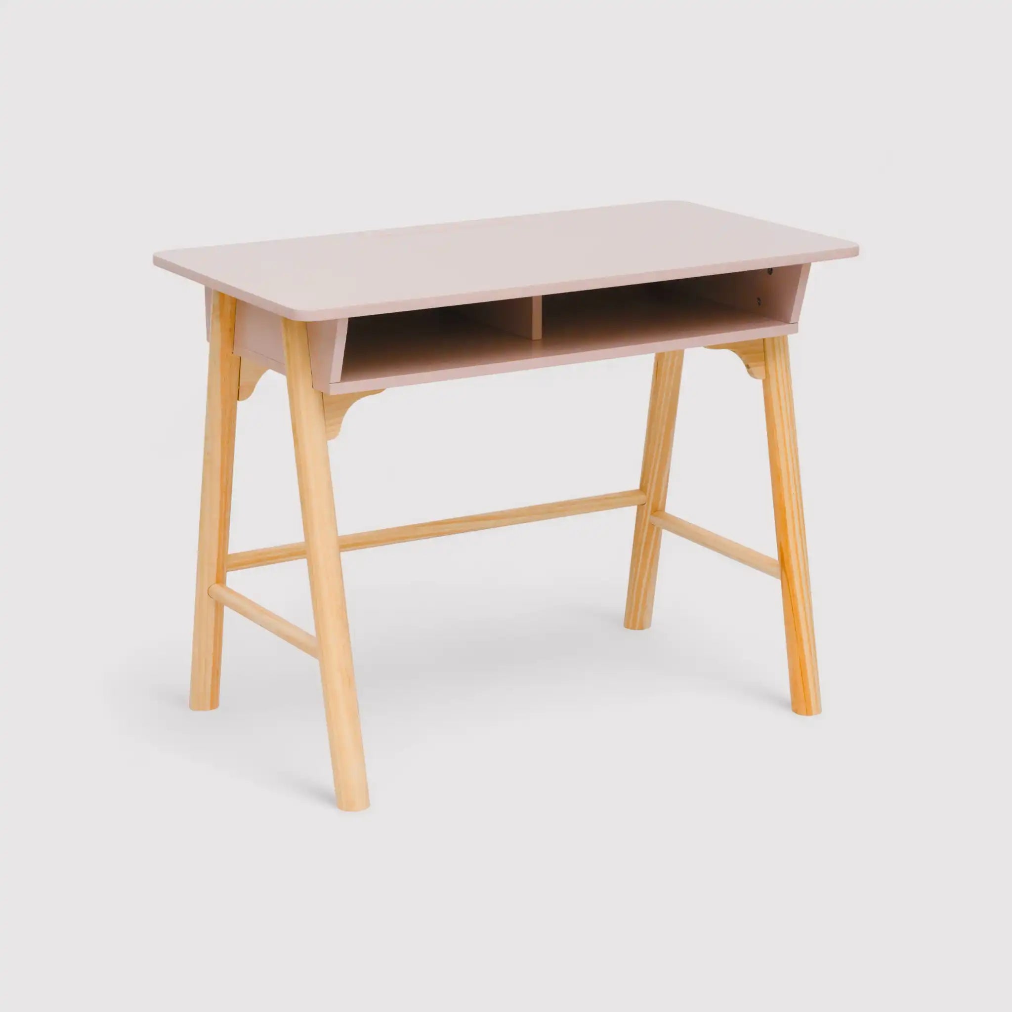 Badal - Scrivania rosa per cameretta con vano contenitore
