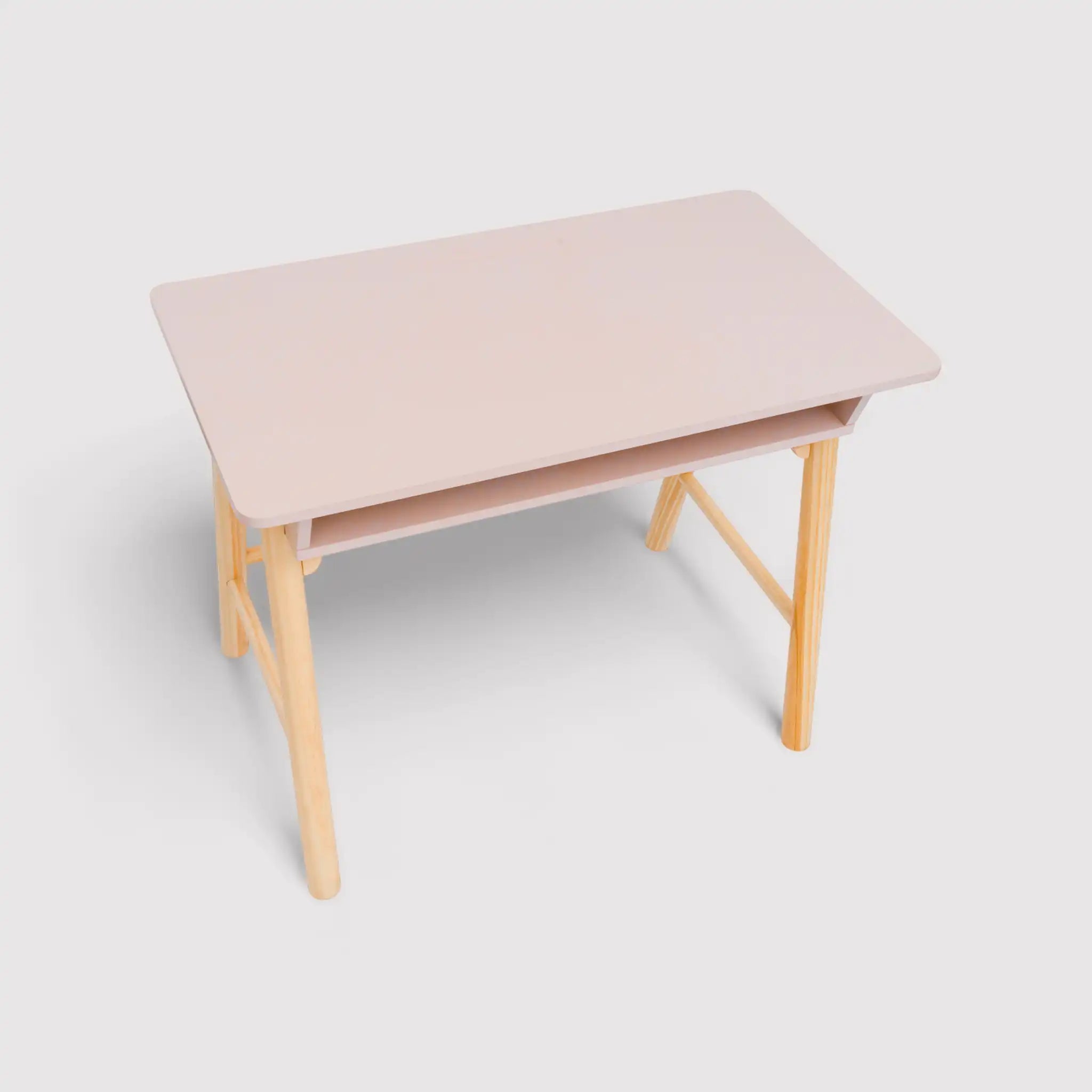 Badal - Scrivania rosa per cameretta con vano contenitore