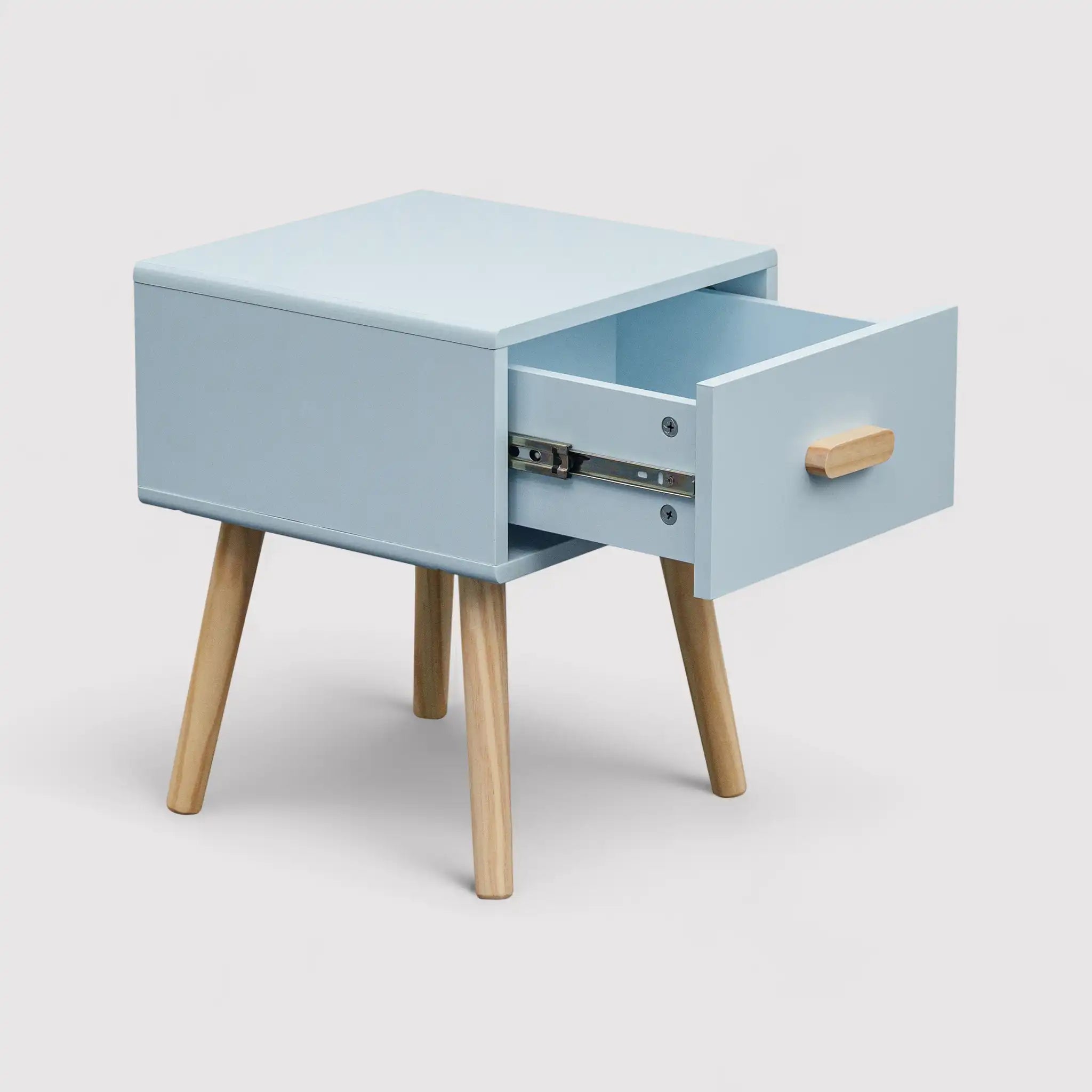 Tazart - Comodino scandinavo celeste e marrone per cameretta bimbi