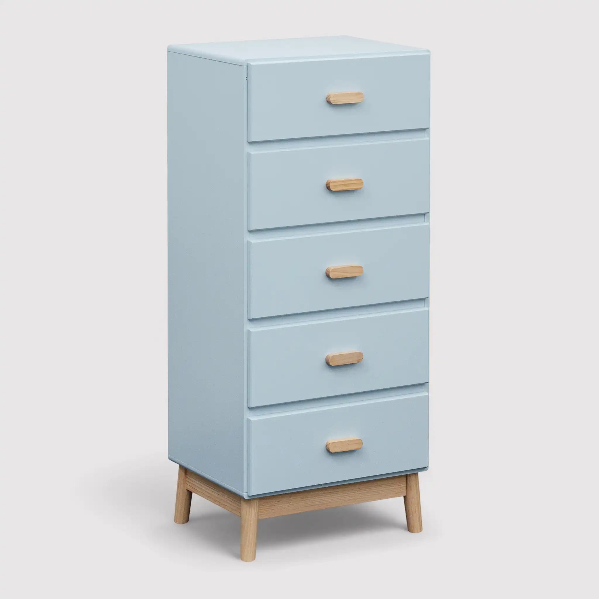 Kuro - Cassettiera per cameretta celeste con 5 cassetti