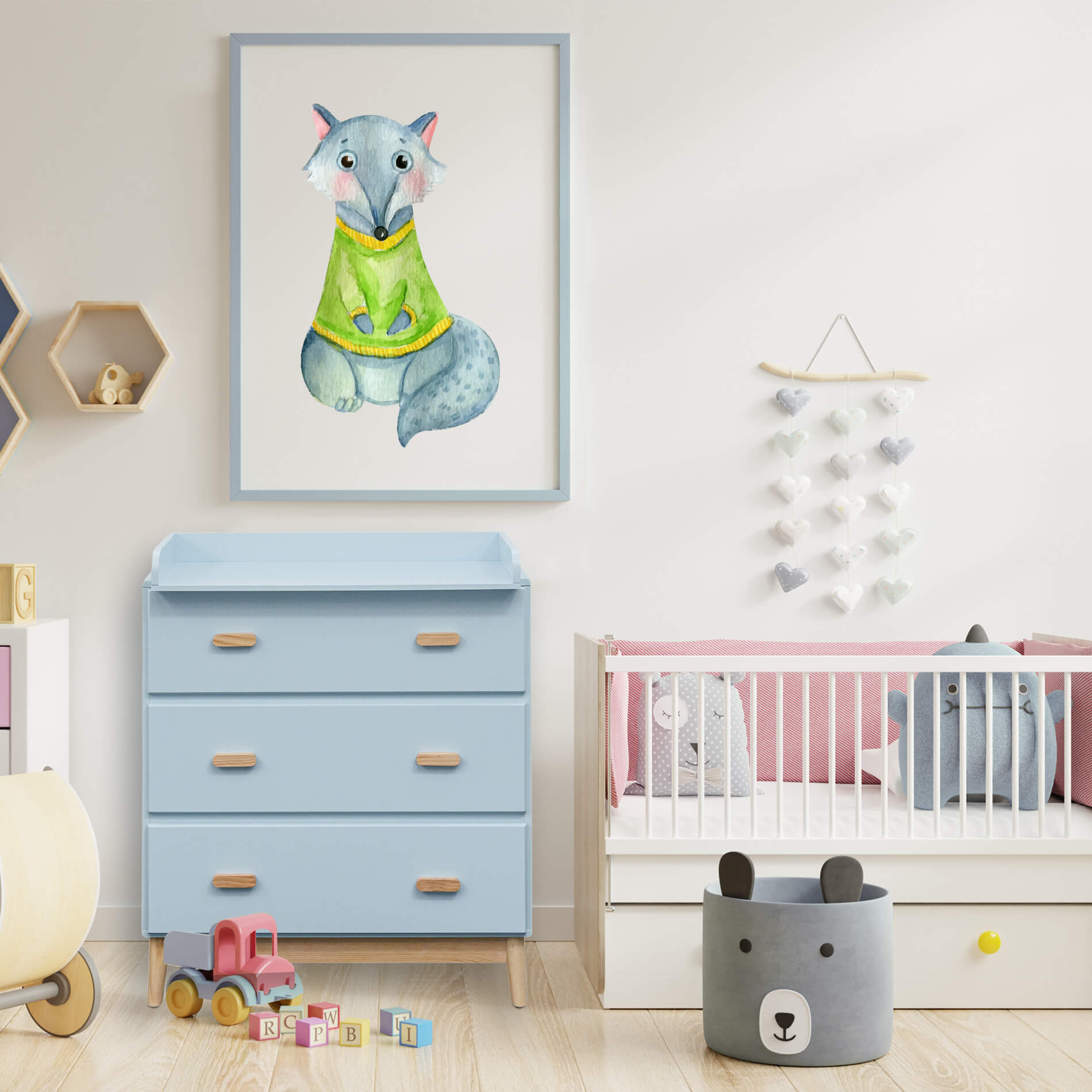 Deble - Fasciatoio cassettiera celeste per cameretta dei bimbi