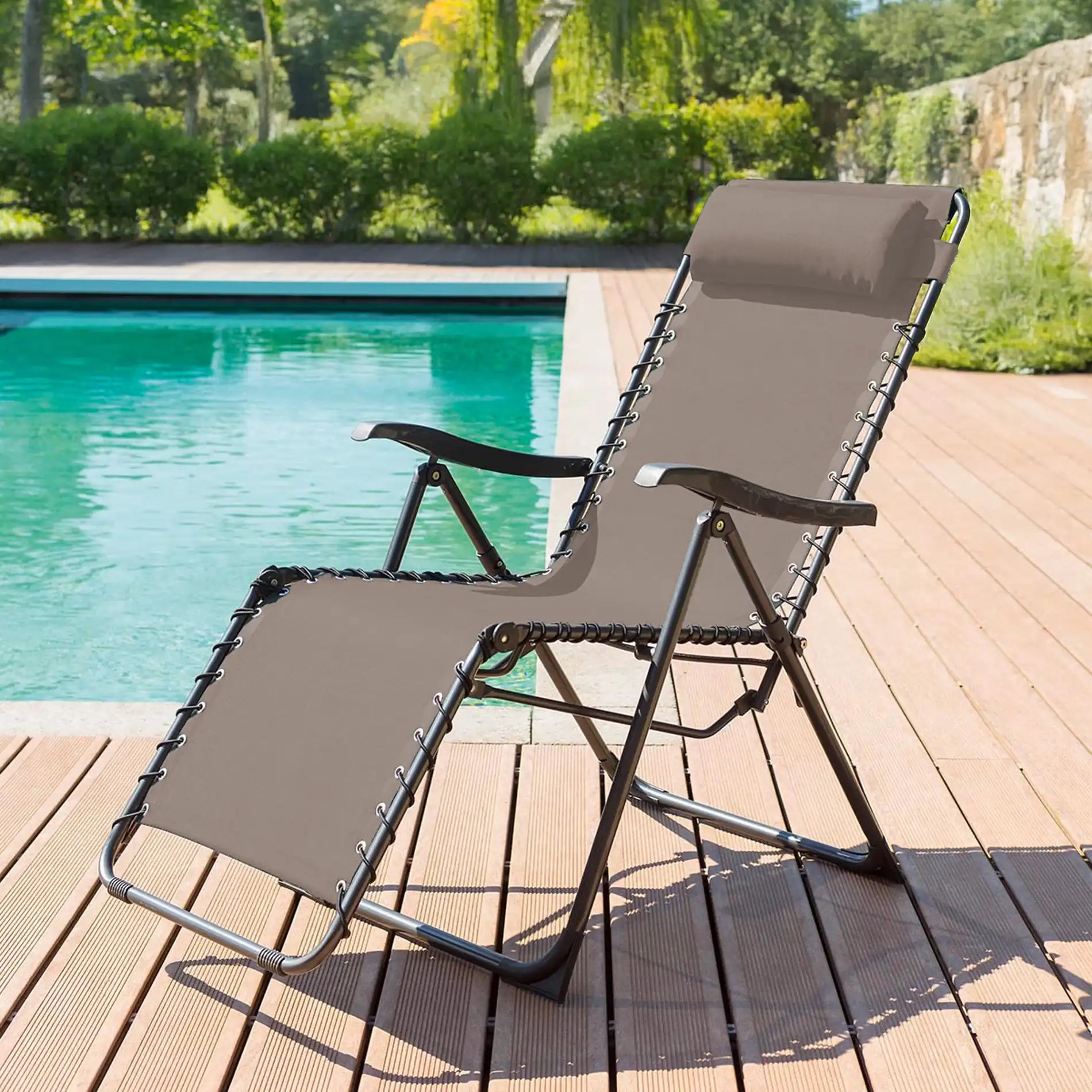 Wollemi - Sedia sdraio a gravità zero beige per esterno