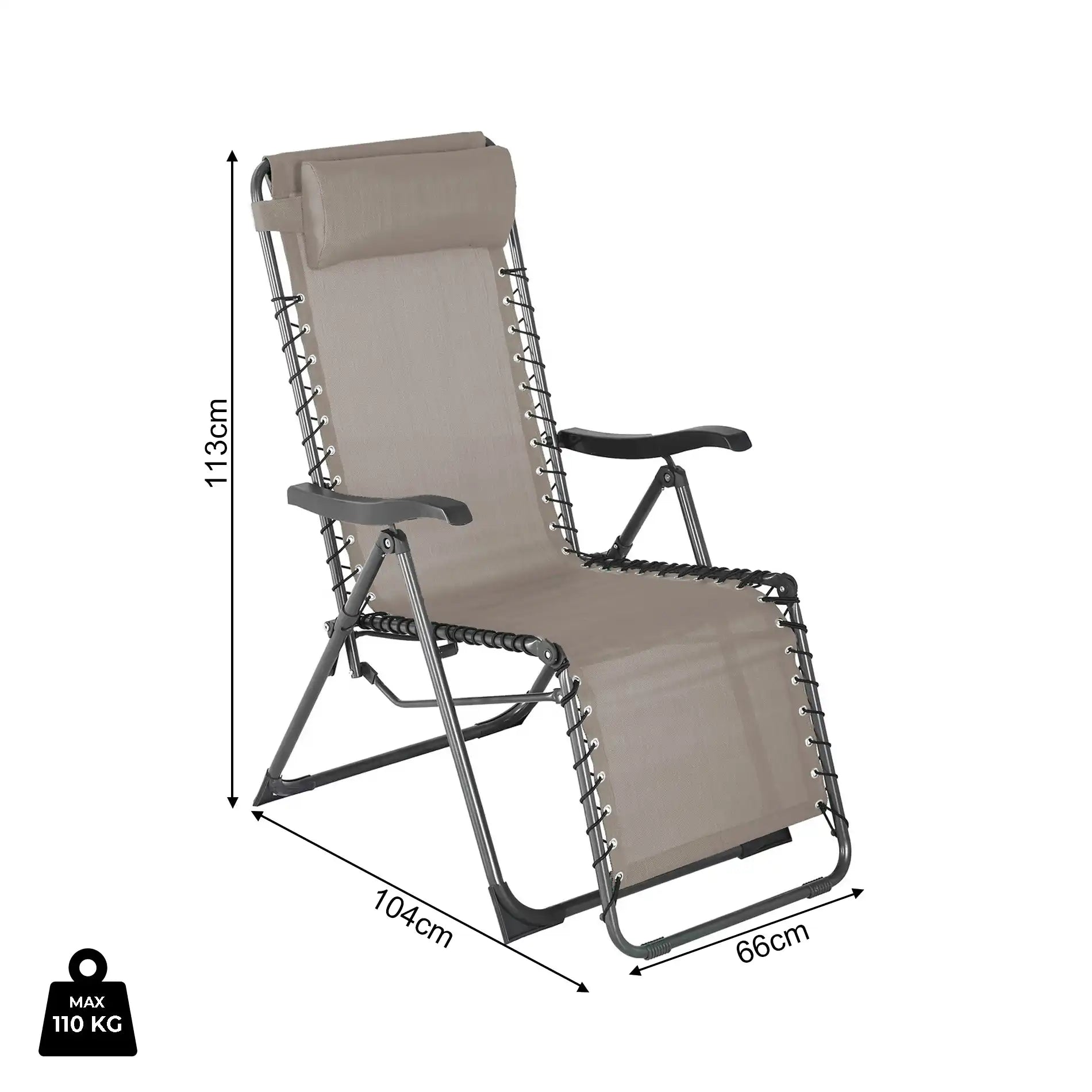 Wollemi - Sedia sdraio a gravità zero beige per esterno