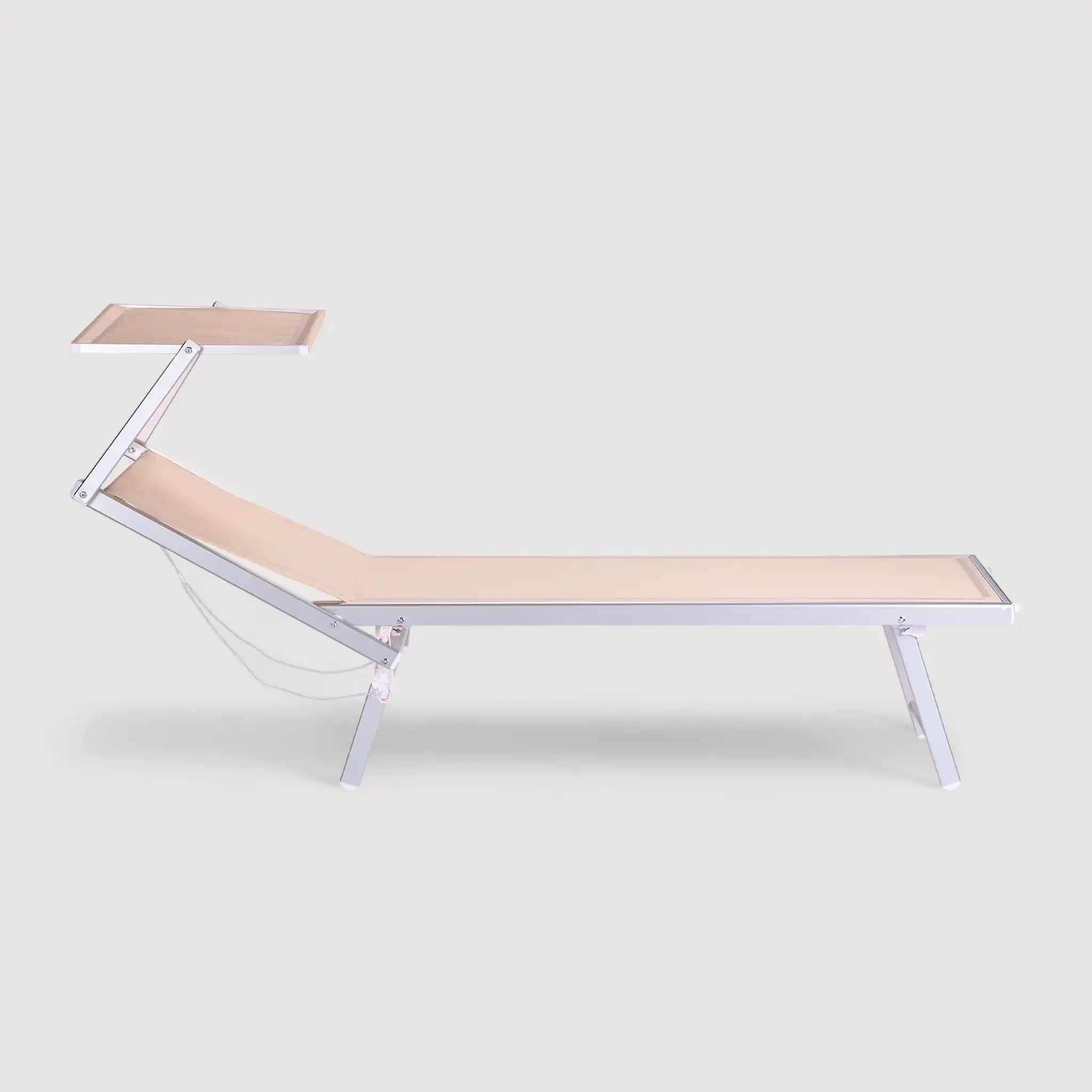 Jambul - Sdraio pieghevole beige con poggiatesta reclinabile