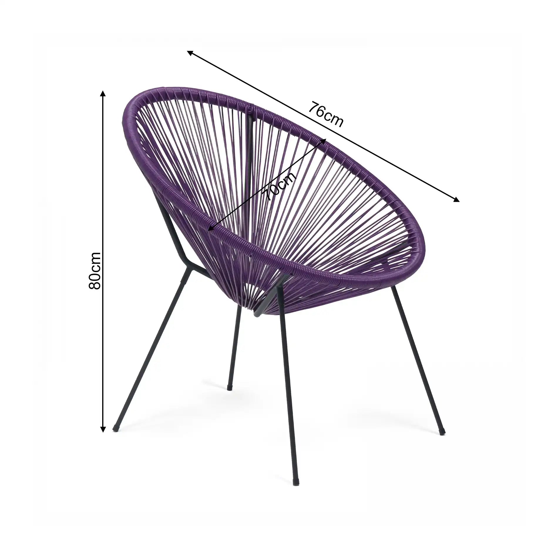 Papatya - Poltrona da esterno viola con seduta ovale