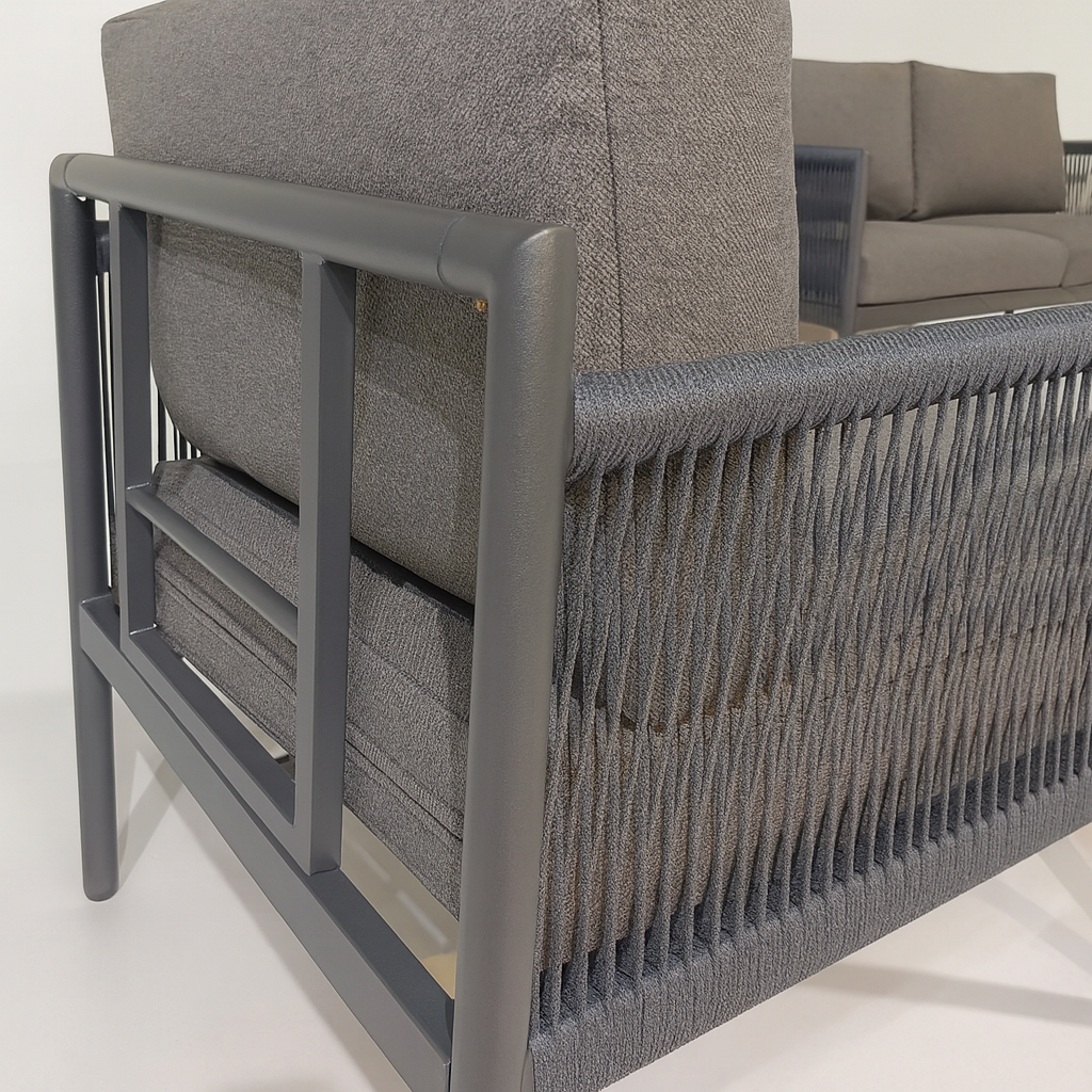 Felfel - Set mobili da giardino con 3 divani e un tavolino