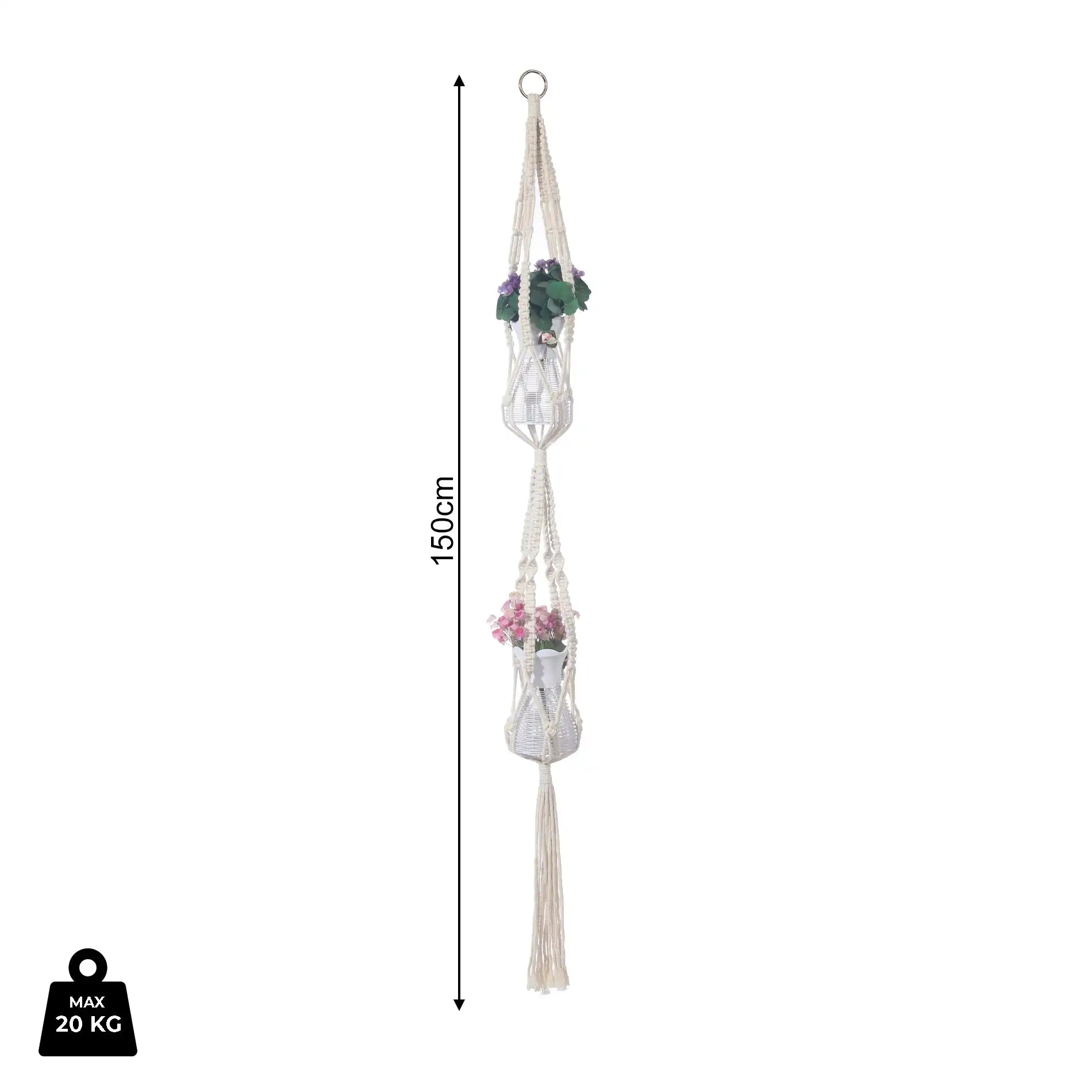 Filodentro - Fioriera pensile beige per 2 vasi H 150 cm