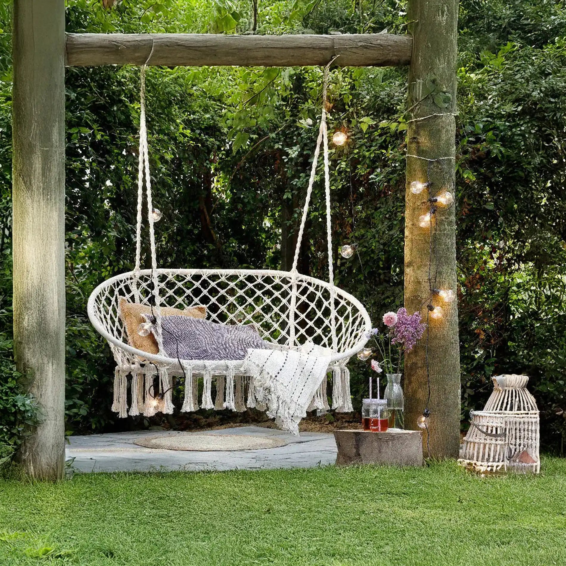 Gahat - Poltrona sospesa a 2 posti bianco crema