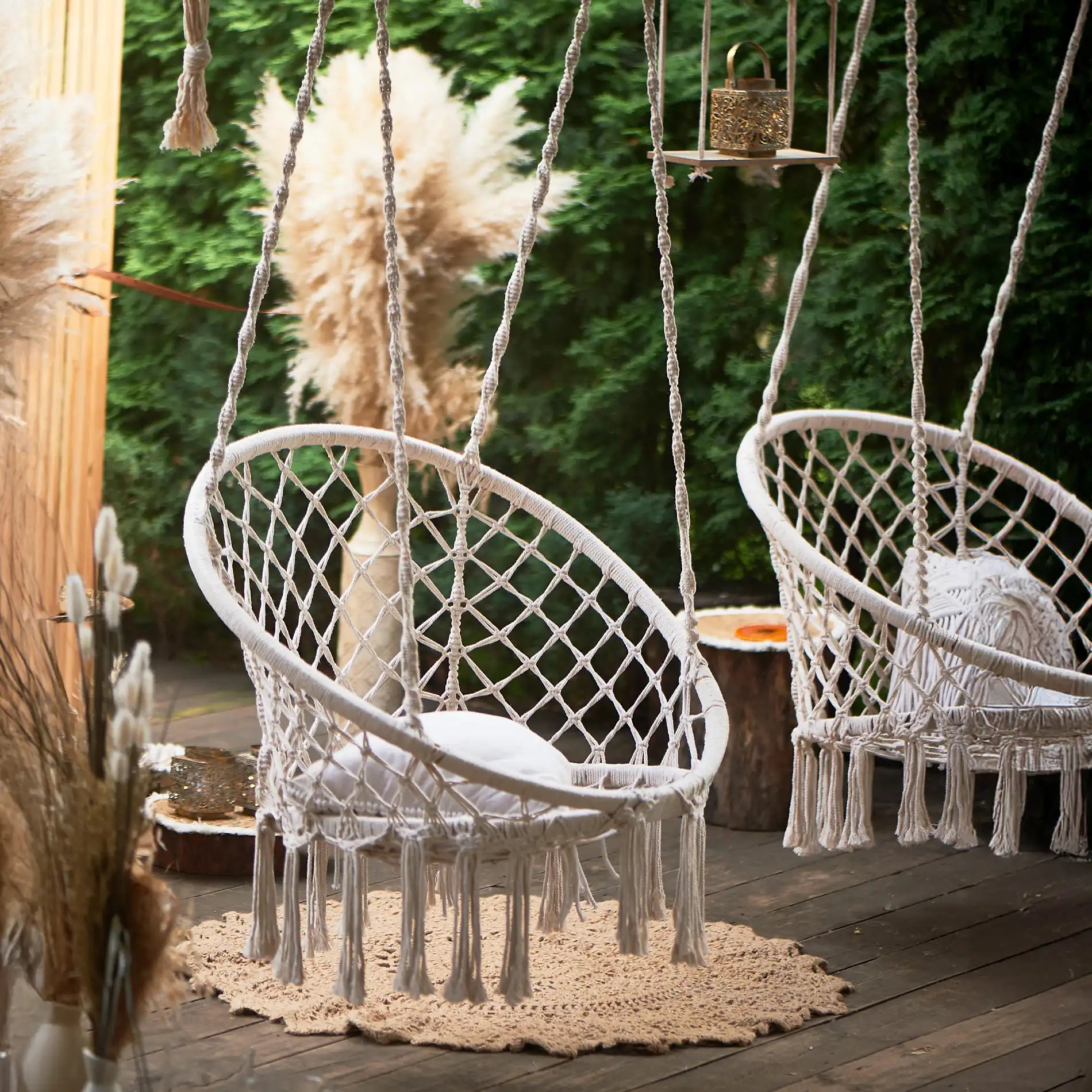 Kadyos - Poltrona sospesa bianco crema da giardino o per salotto