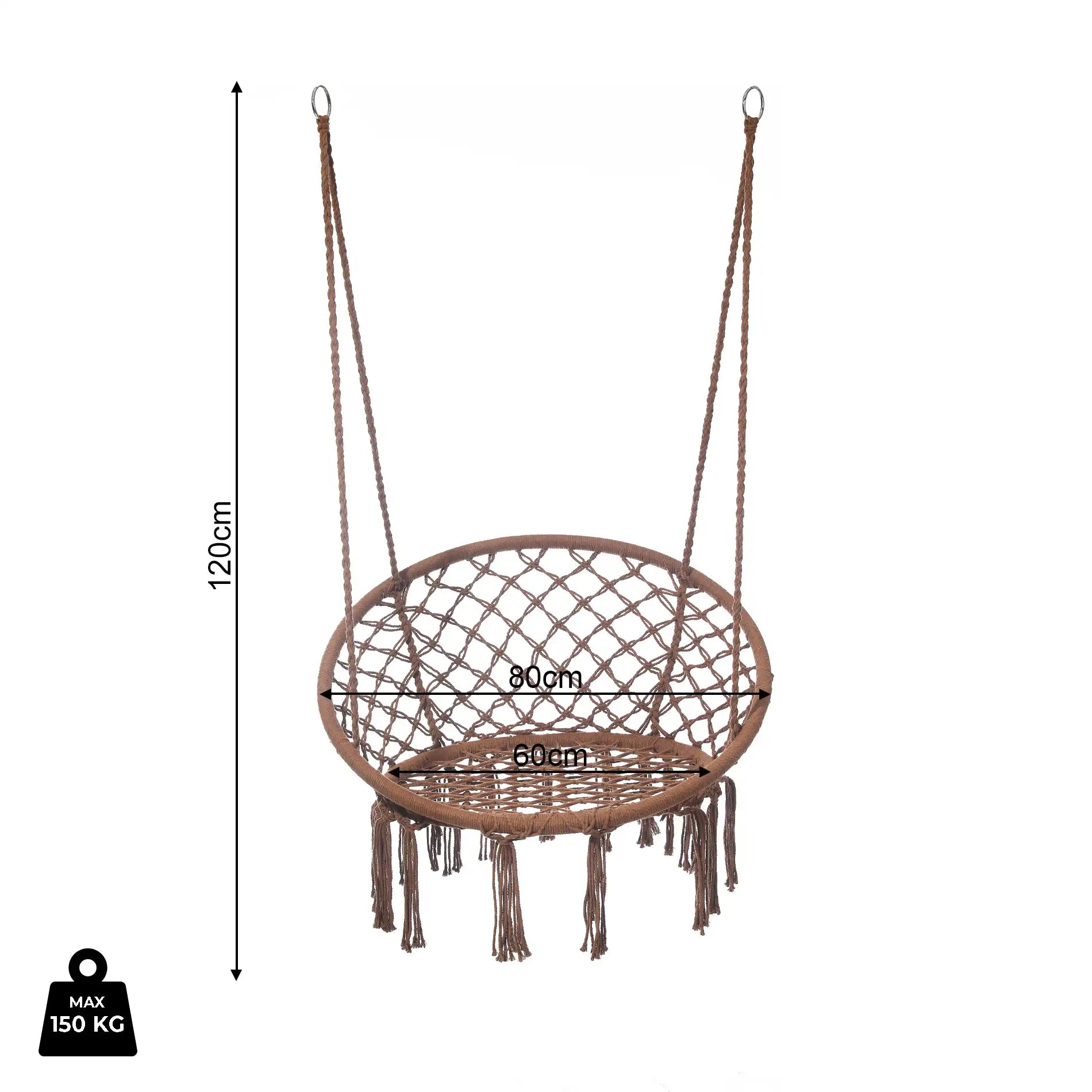 Astelia - Sedia appesa marrone da esterno o interno