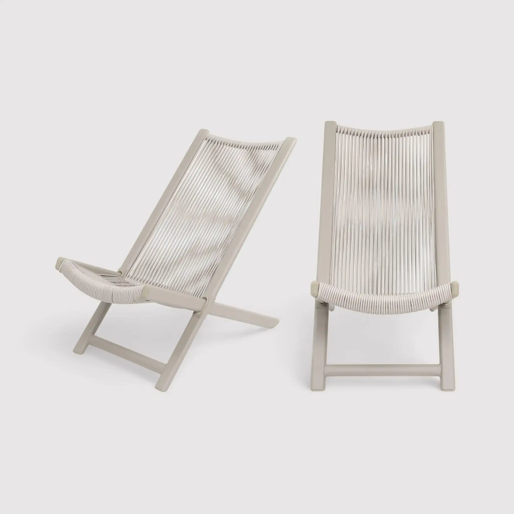 Azan - Set 2 sedie sdraio da esterno in acciaio e polyrattan