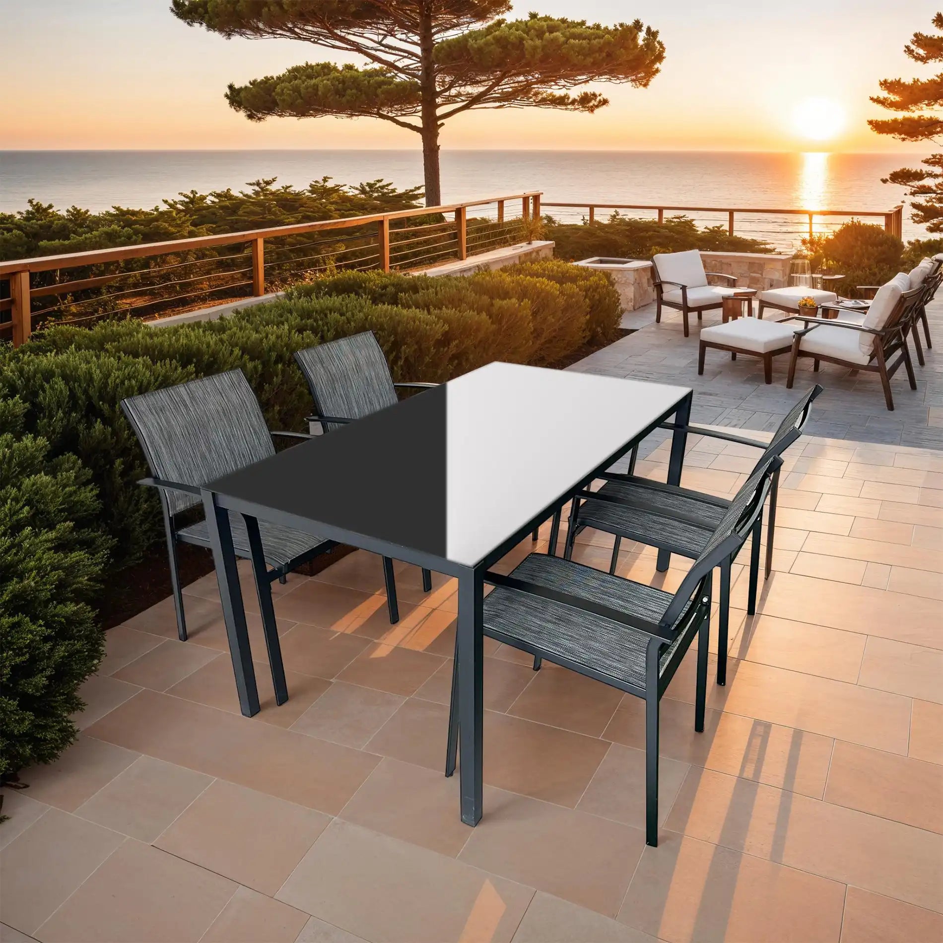 Snobar - Set tavolo da pranzo da esterno con 4 sedie grigio scuro