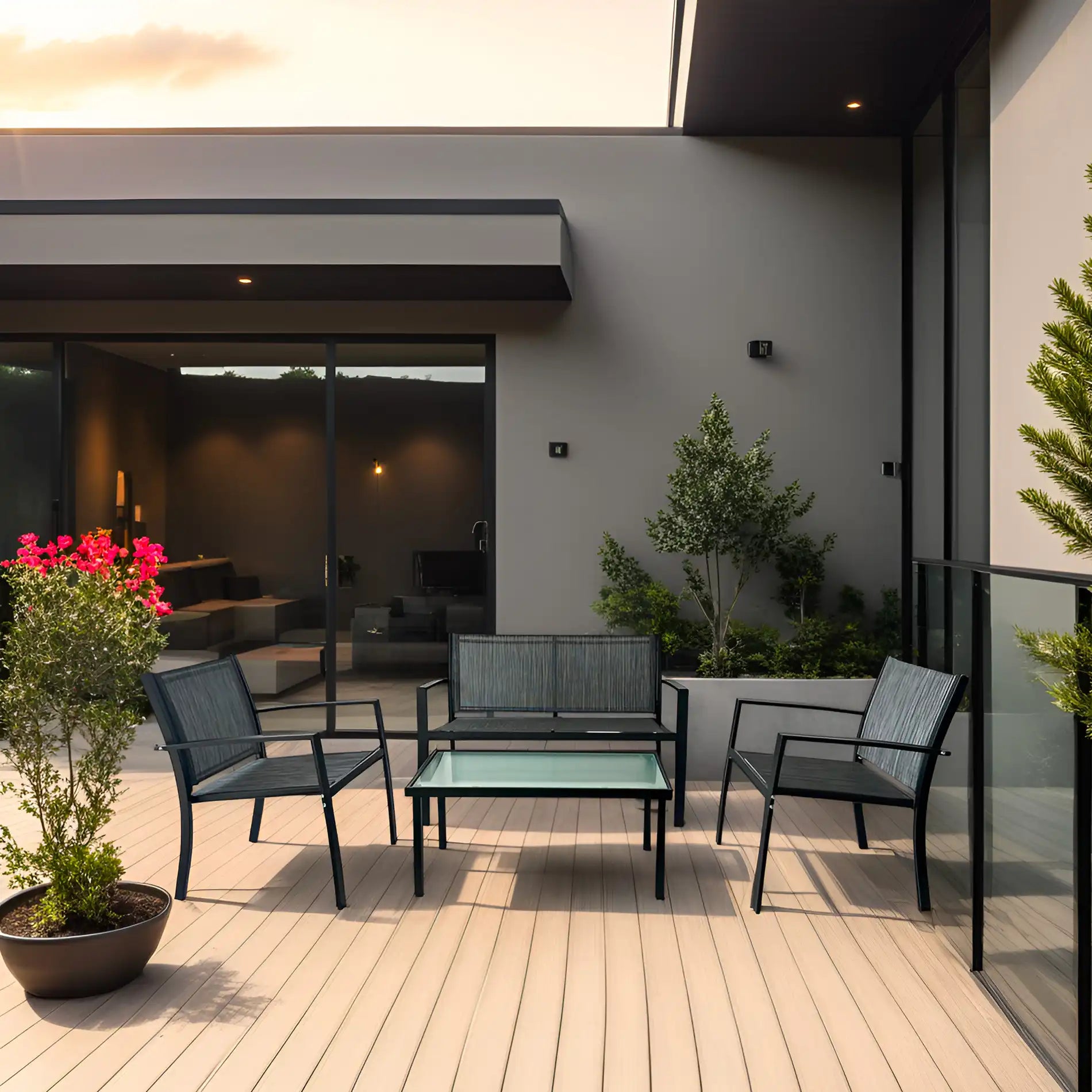 Achiote - Salotto da esterno moderno con tavolino e 4 sedute