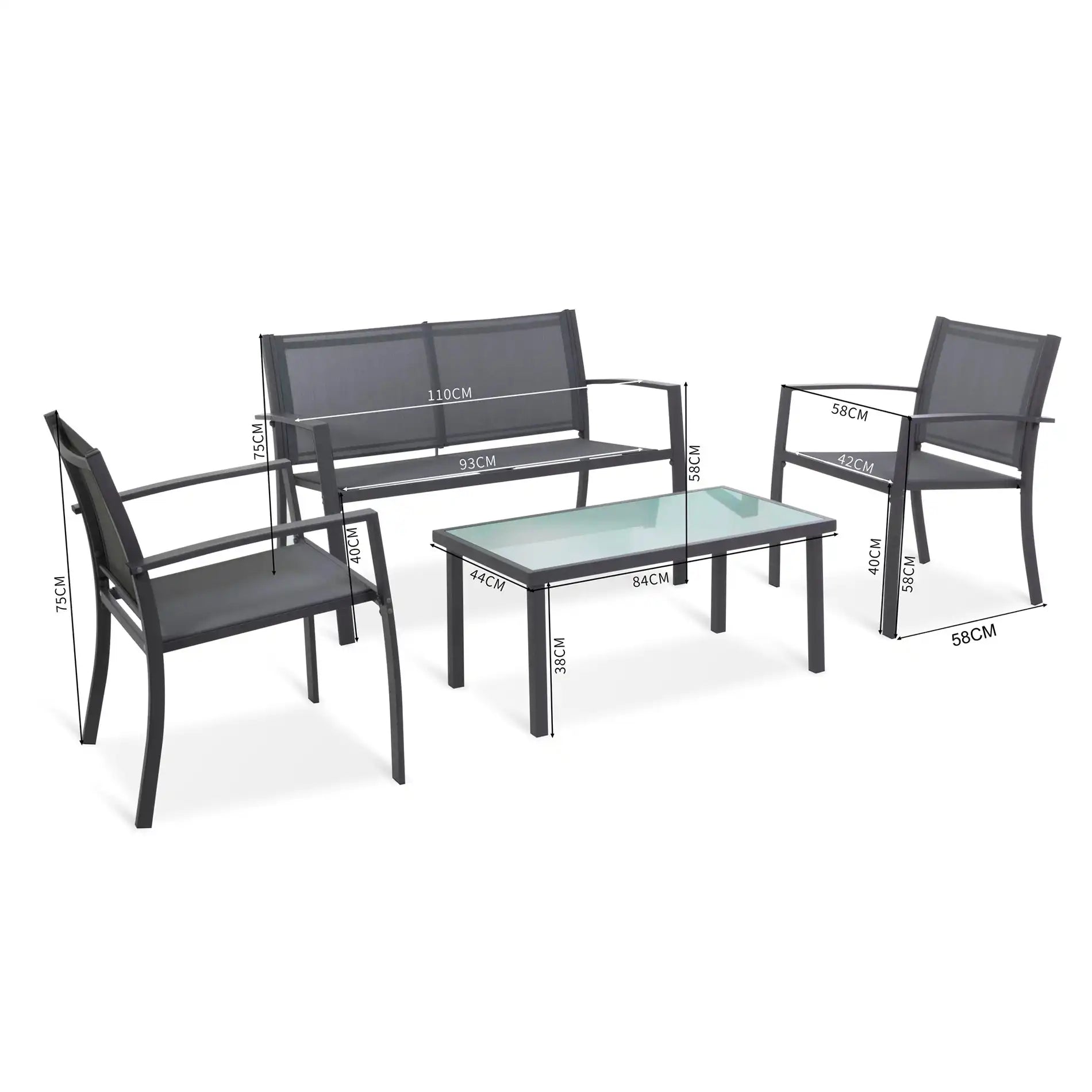 Achiote - Salotto da esterno moderno con tavolino e 4 sedute