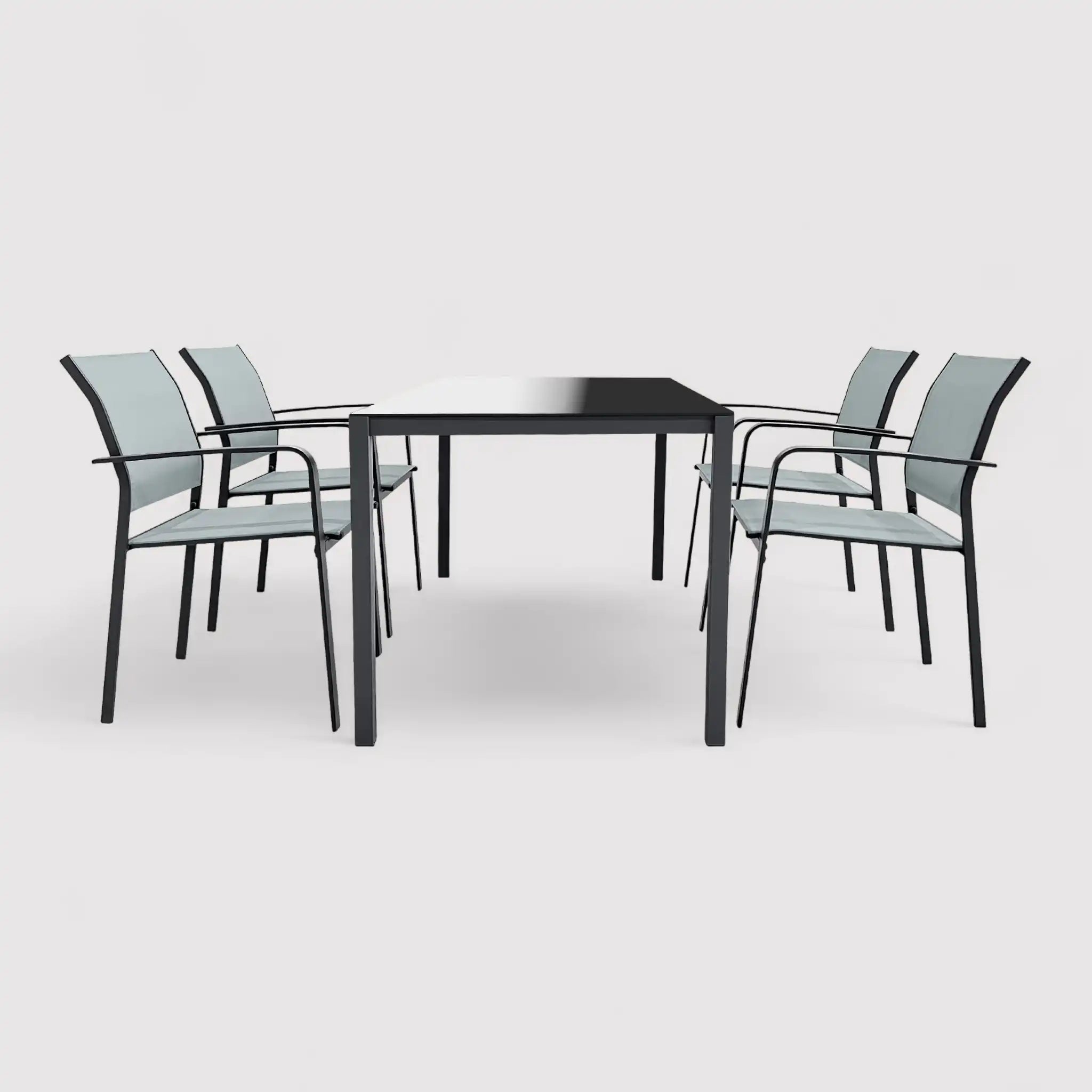 Akpala - Conjunto de jardín con mesa y 4 sillas gris claro