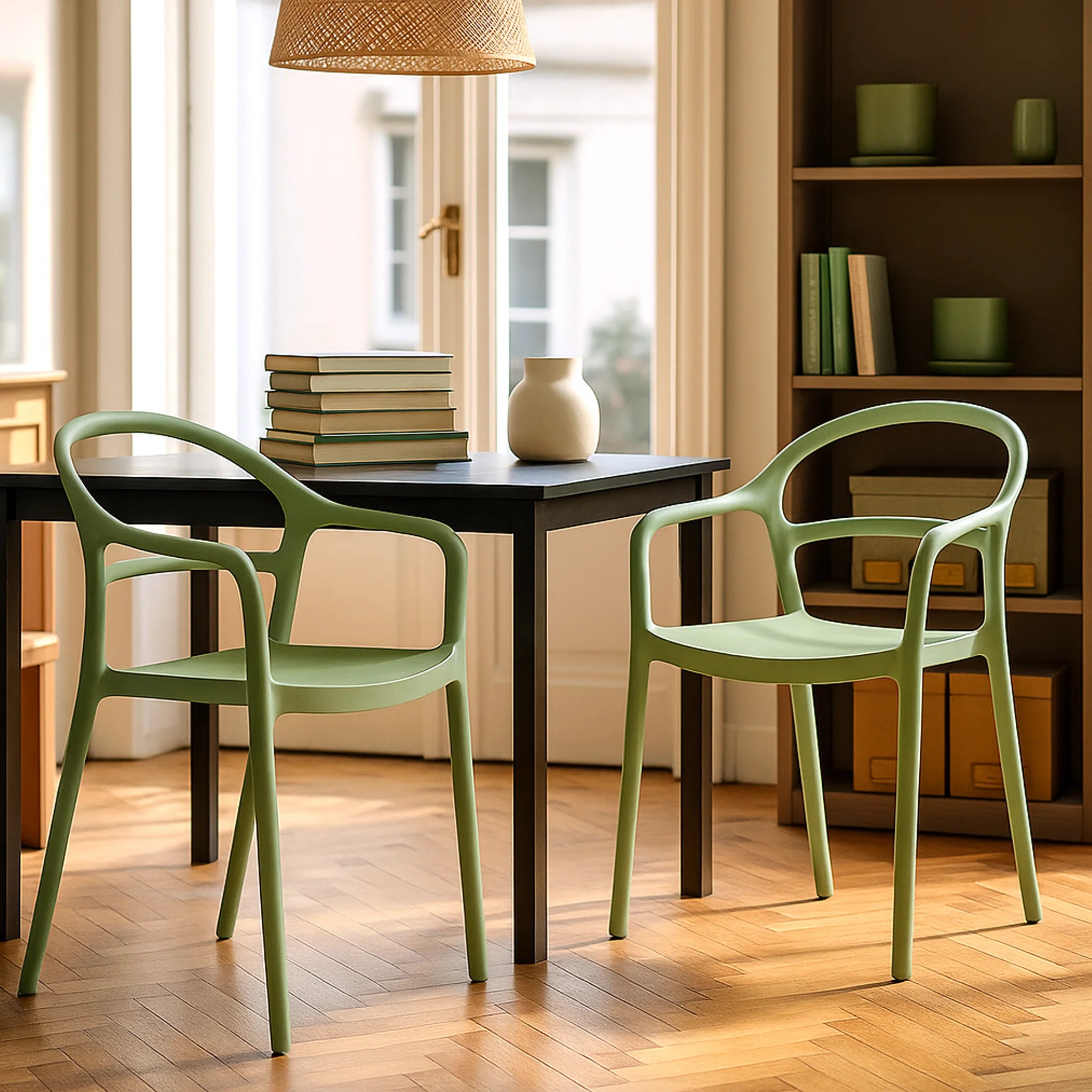 Harif - Sedia moderna verde chiaro per casa o esterno