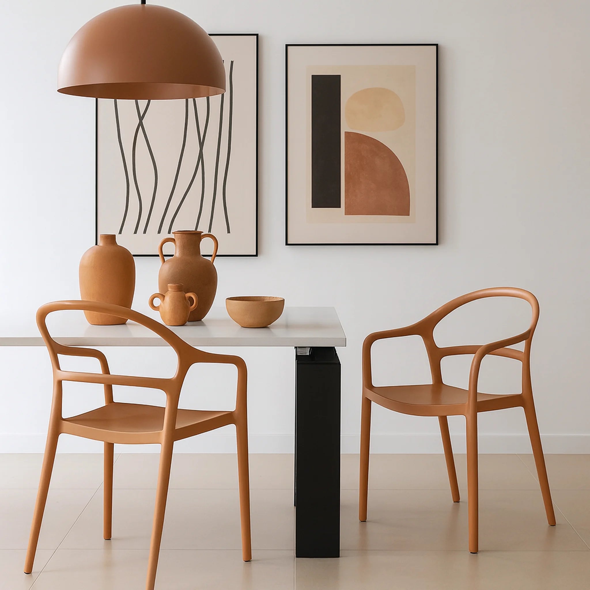 Masoor - Sedia arancione terracotta impilabili con schienale aperto