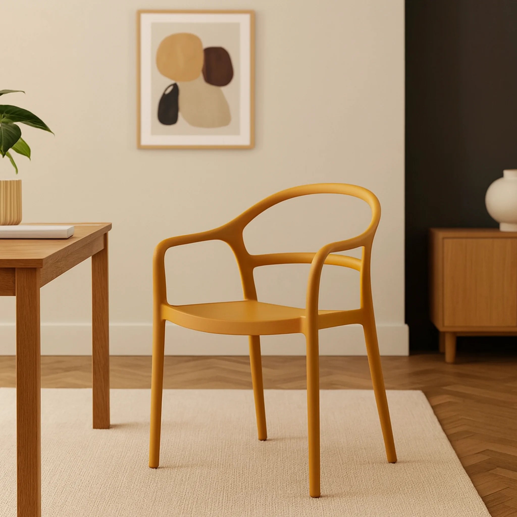 Nopal - Sedia moderna per casa o esterno giallo senape