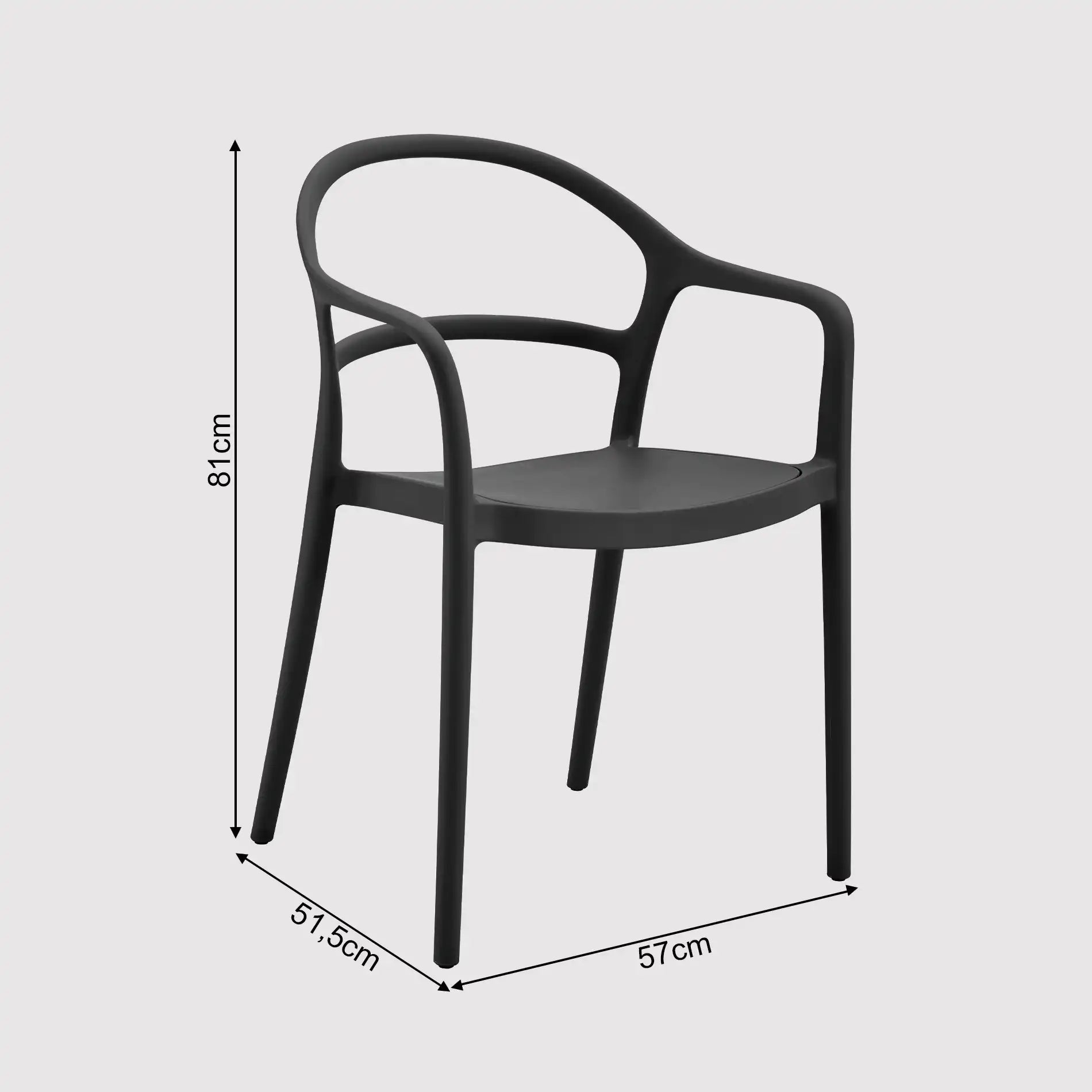 Baloot - Sedia impilabile nera per casa moderna o giardino