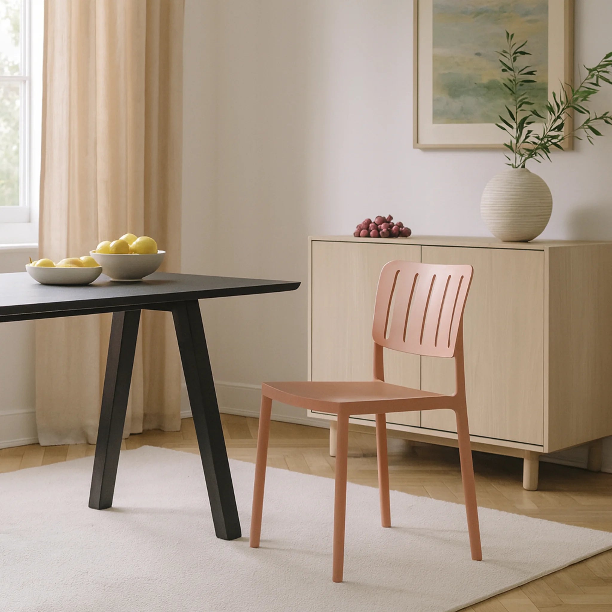 Jasaek - Sedia moderna rosa per casa o esterno