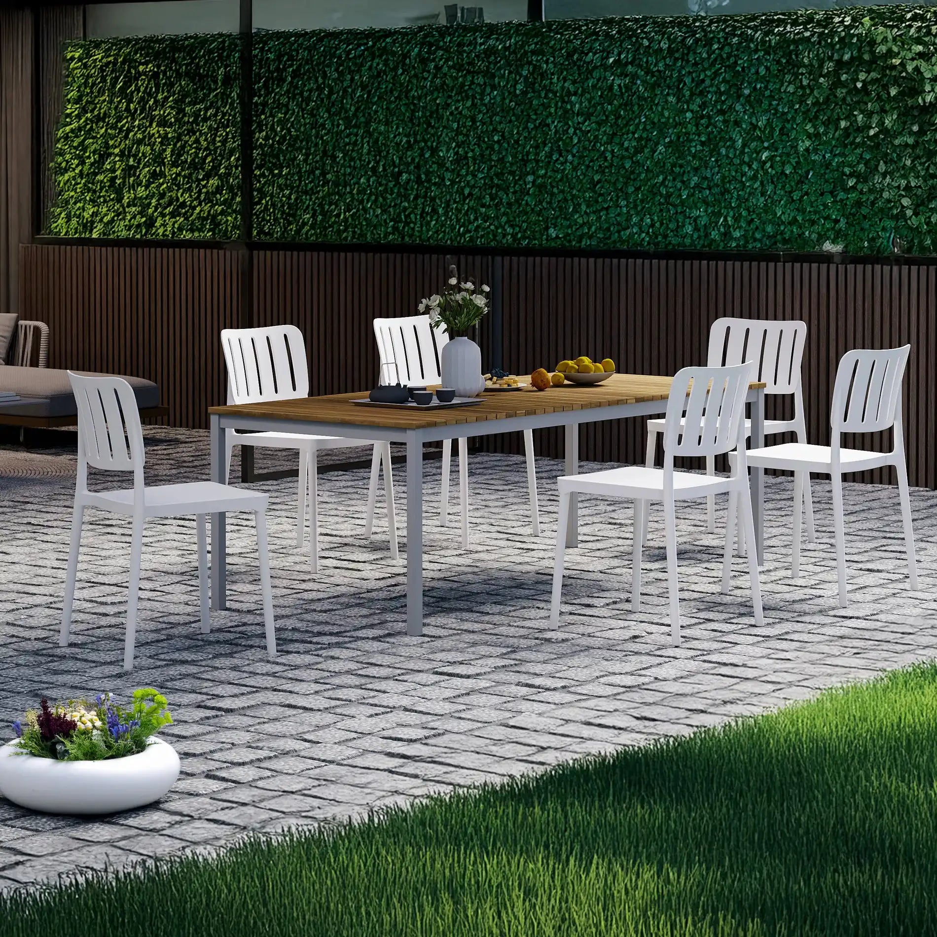 Bajra - Sedia impilabile bianca in stile moderno