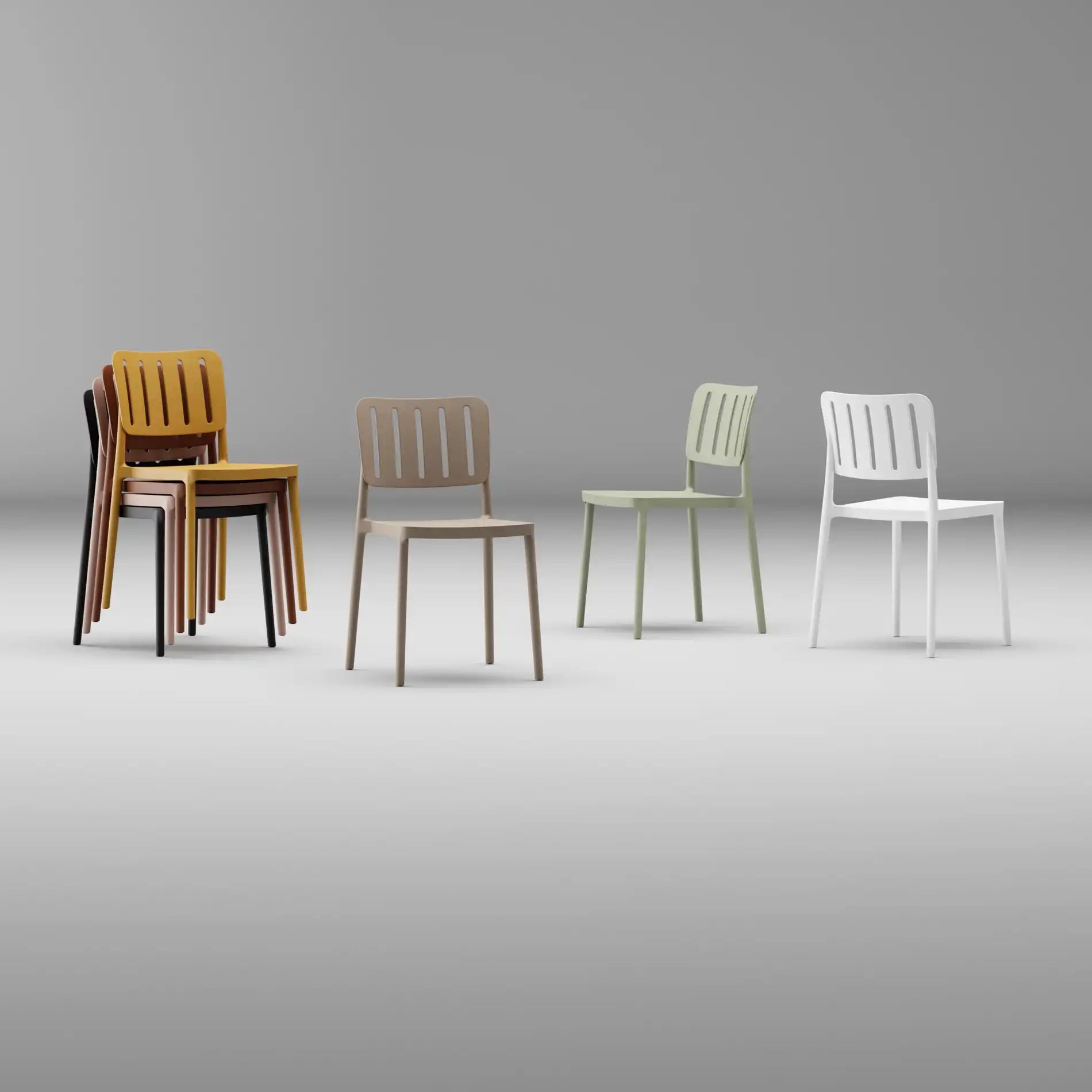 Bajra - Sedia impilabile bianca in stile moderno