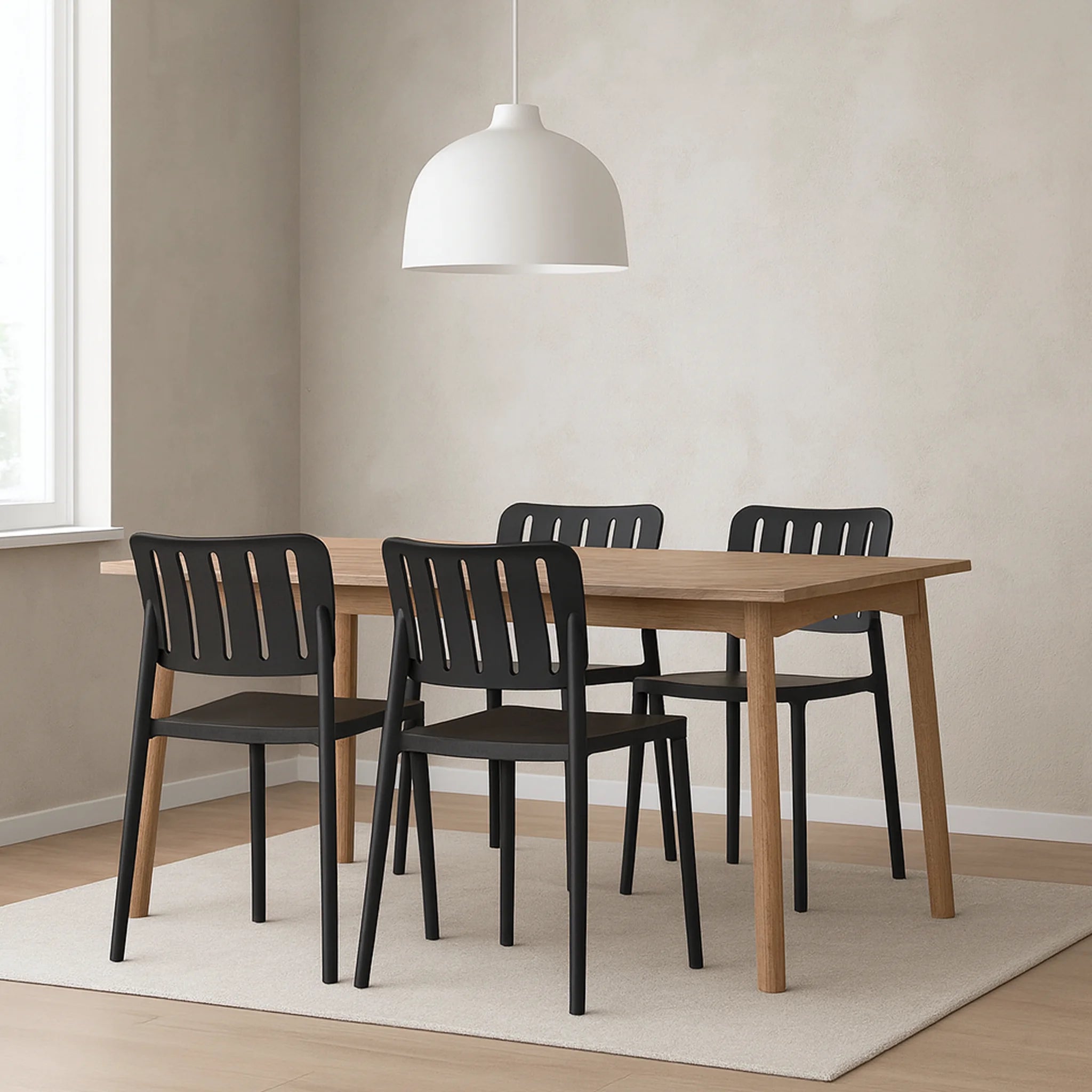 Athel - Sedia nera impilabile per casa o giardino