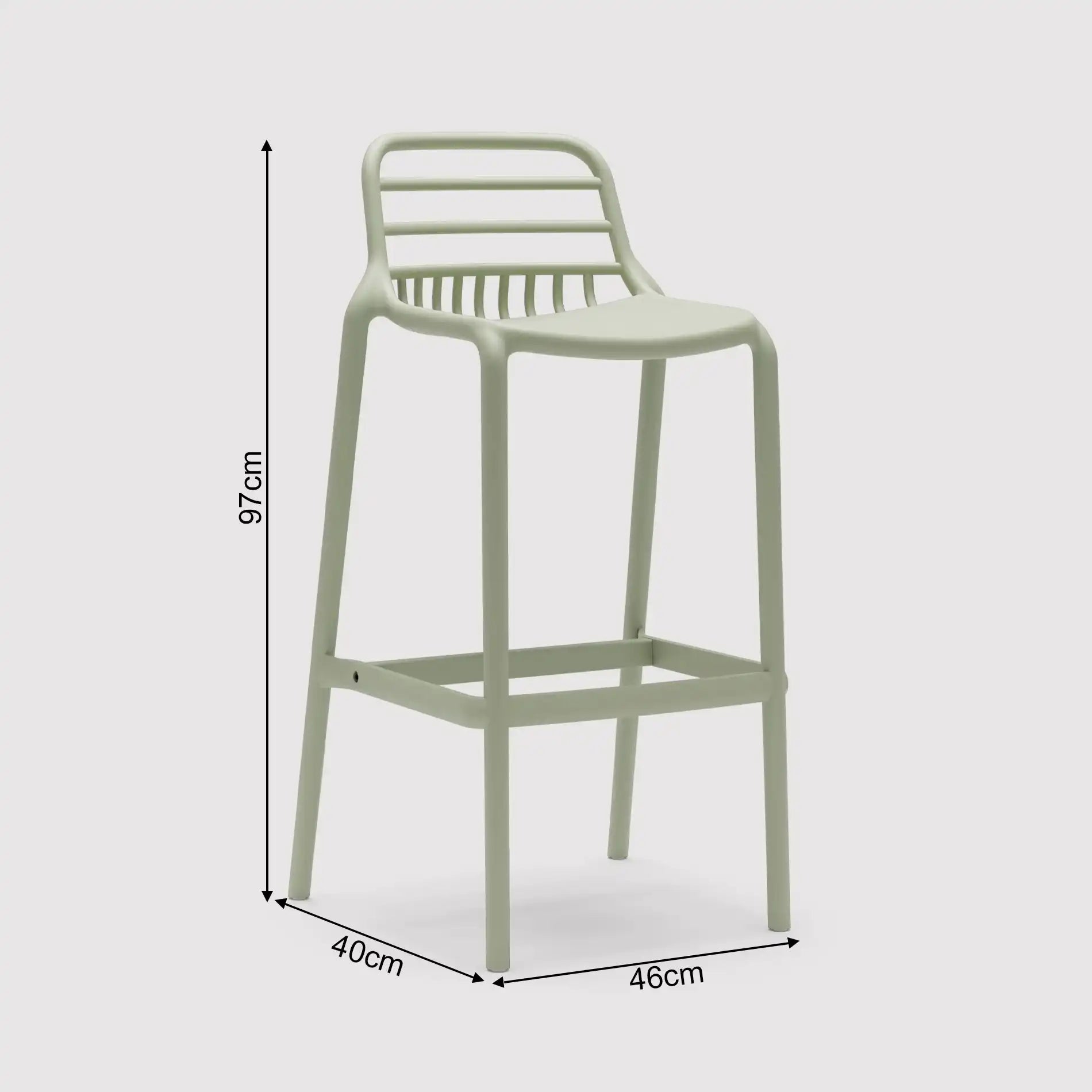 Hindiba - Set 2 sgabelli alti verde chiaro per bar o esterno