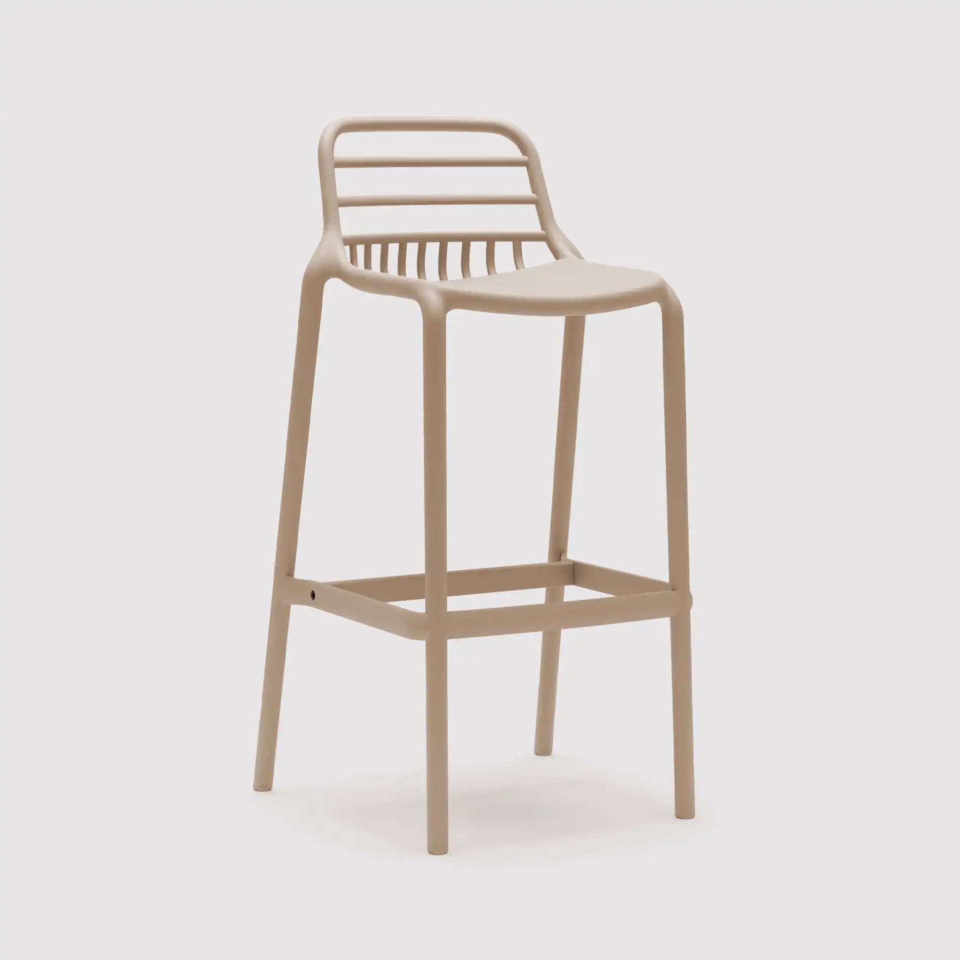 Pteris - Coppia di sgabelli da bar grigio tortora per casa o esterno