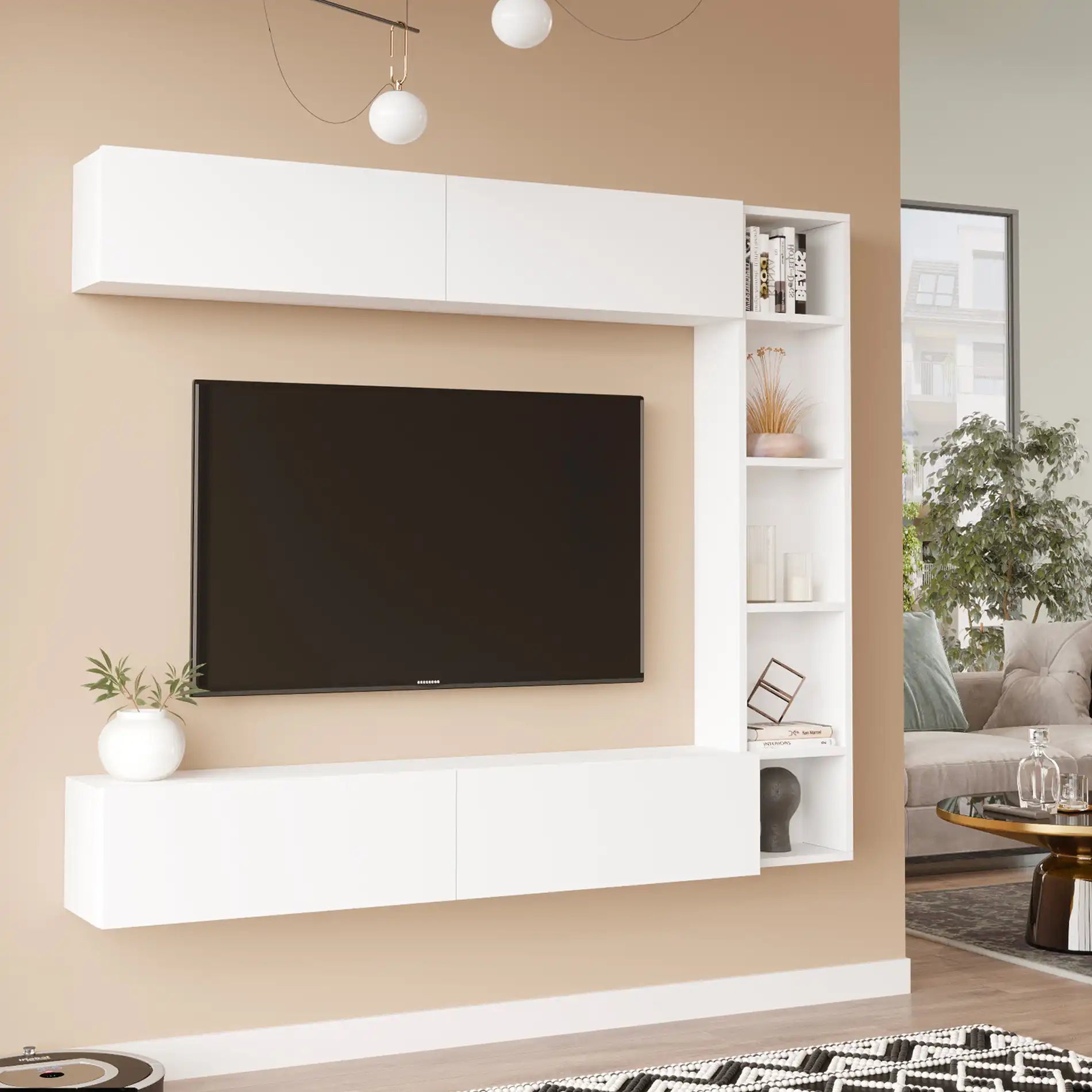Kadab - White wall unit with 3 modular cabinets