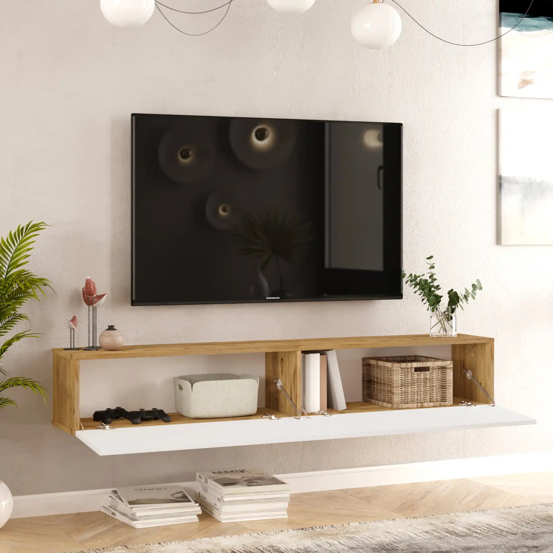Jatara - Mobile TV sospeso in stile moderno con 2 ante