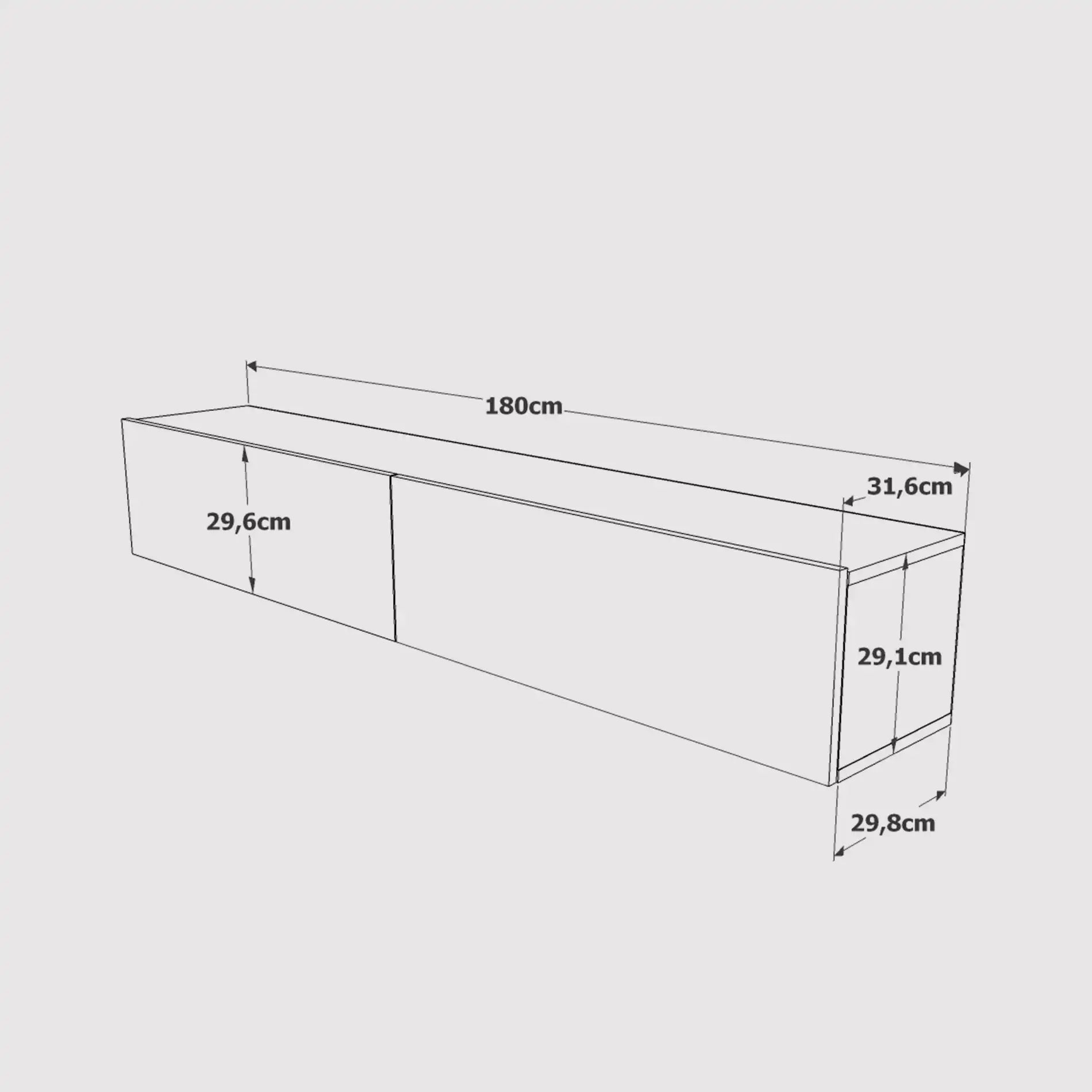 Jatara - Mobile TV sospeso in stile moderno con 2 ante